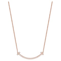 Tiffany & Co. 18K Rose Gold 14.0" Smile Pendant with Diamonds.