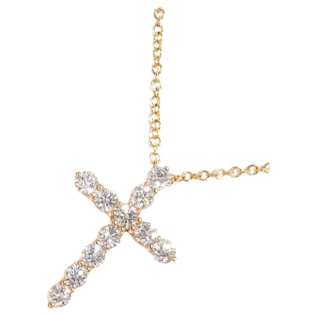TIFFANY & Co. 18K Rose Gold .42ct Diamond Cross Pendant Necklace