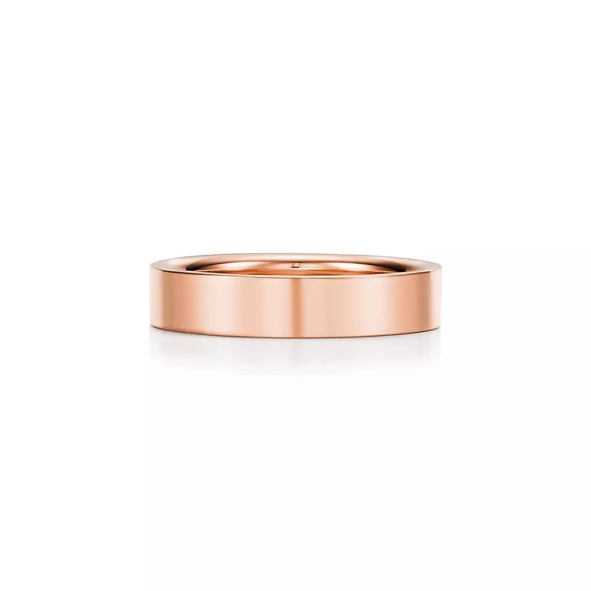 TIFFANY & Co. 18K Roségold 4mm Ehering 7,5 im Zustand „Hervorragend“ im Angebot in Los Angeles, CA