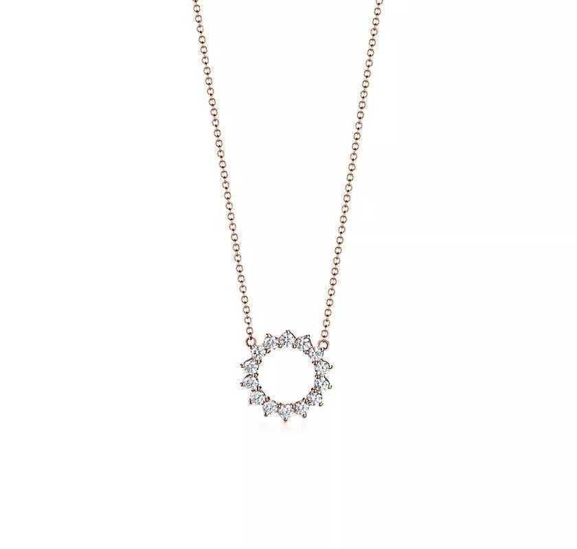 TIFFANY & Co. 18K Rose Gold .51ct Diamond Open Circle Pendant Necklace

Metal: 18K rose gold
Chain: 16