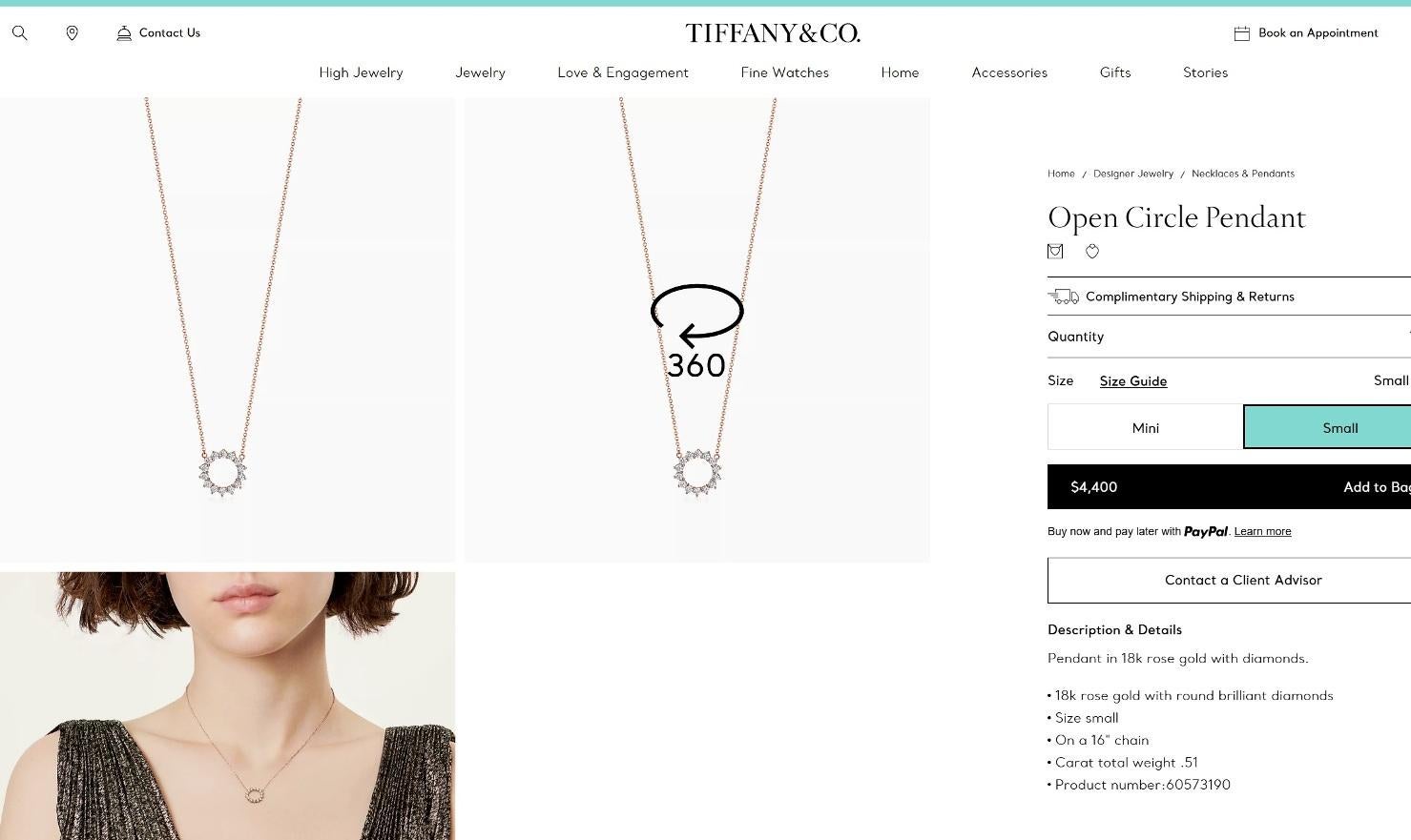 TIFFANY & Co. 18K Rose Gold .51ct Diamond Open Circle Pendant Necklace 2
