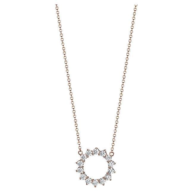 TIFFANY & Co. 18K Rose Gold .51ct Diamond Open Circle Pendant Necklace