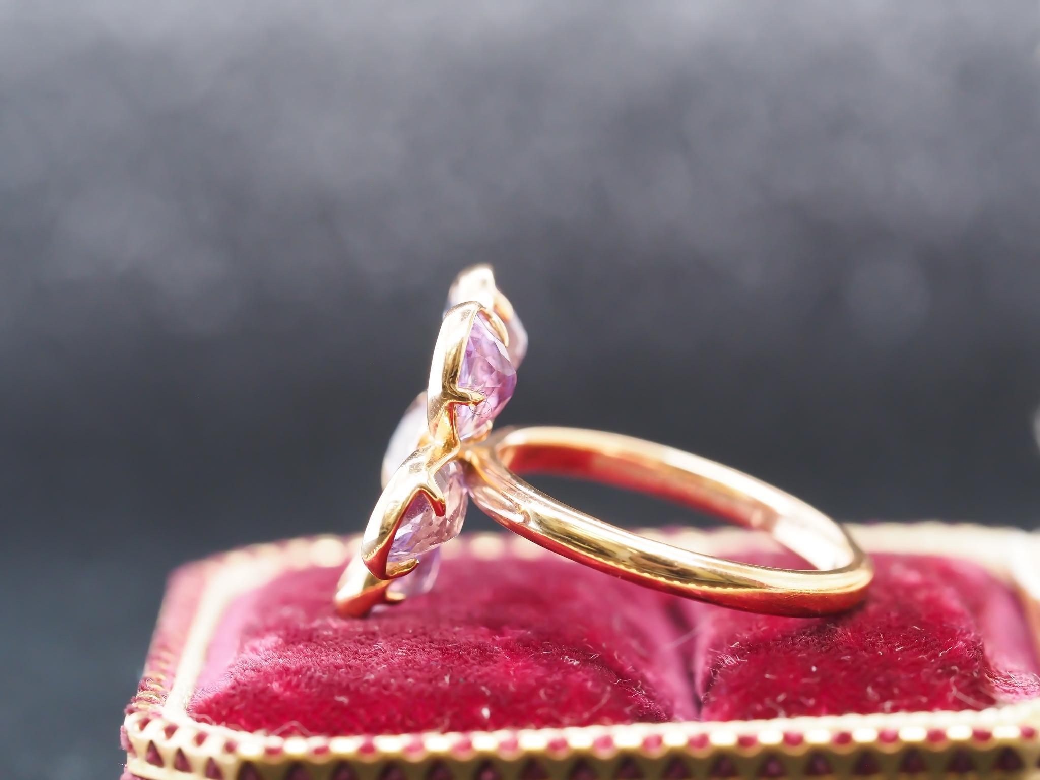 Tiffany & Co. 18K Rose Gold Amethyst and Diamond Flower Ring For Sale 1