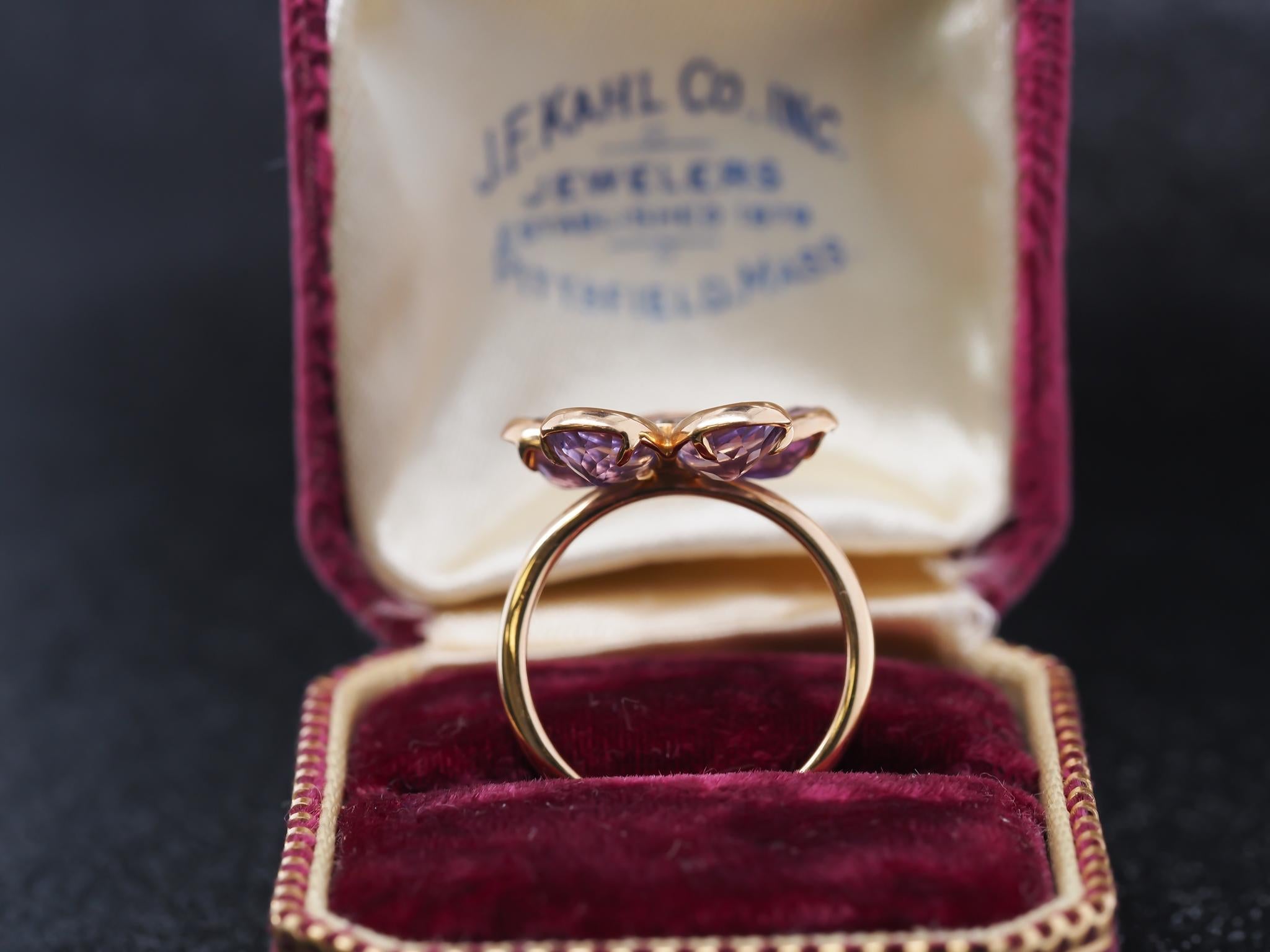 Tiffany & Co. 18K Rose Gold Amethyst and Diamond Flower Ring For Sale 3