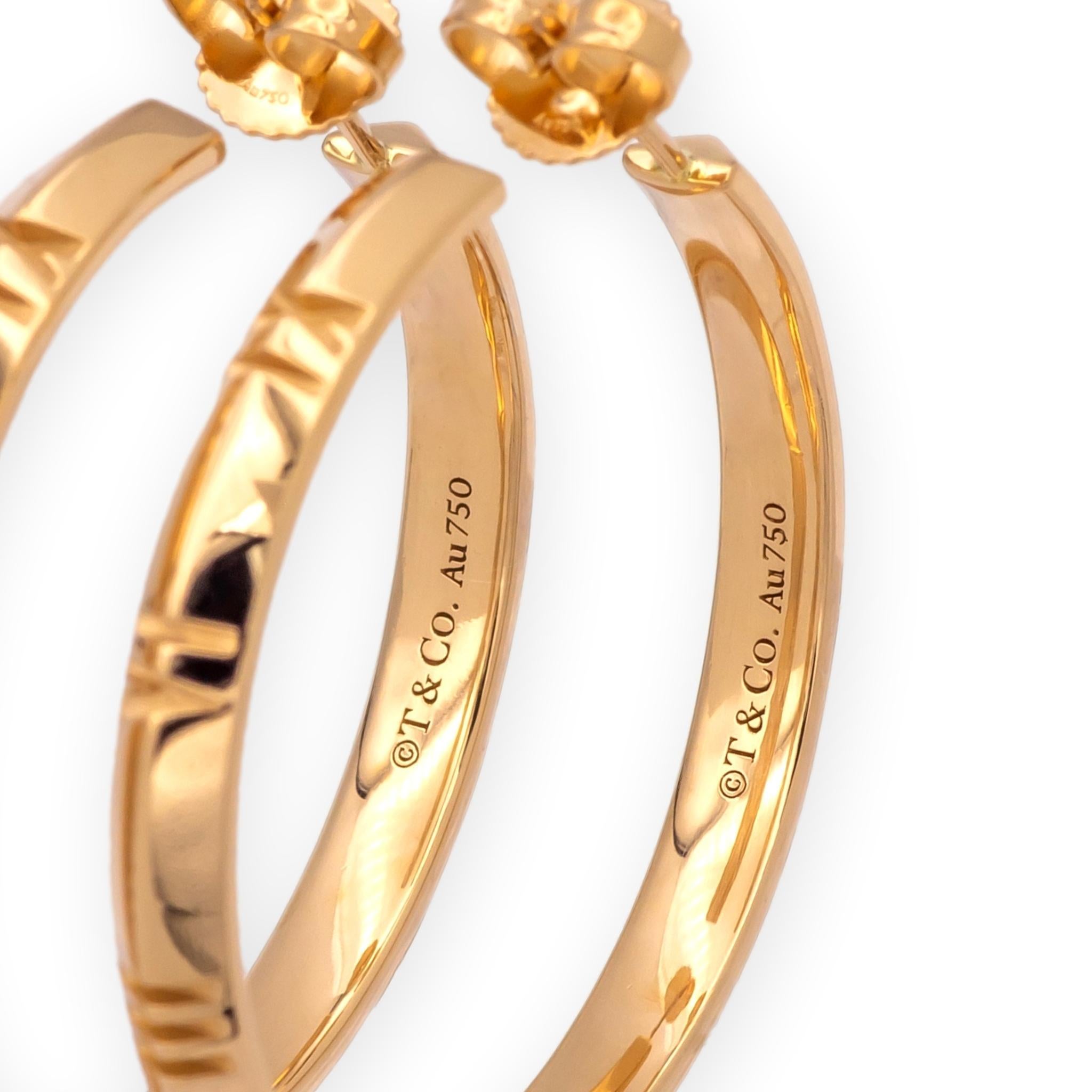 Tiffany & Co. 18K Rose Gold Atlas Große Ohrringe 1,25 Zoll (Zeitgenössisch) im Angebot