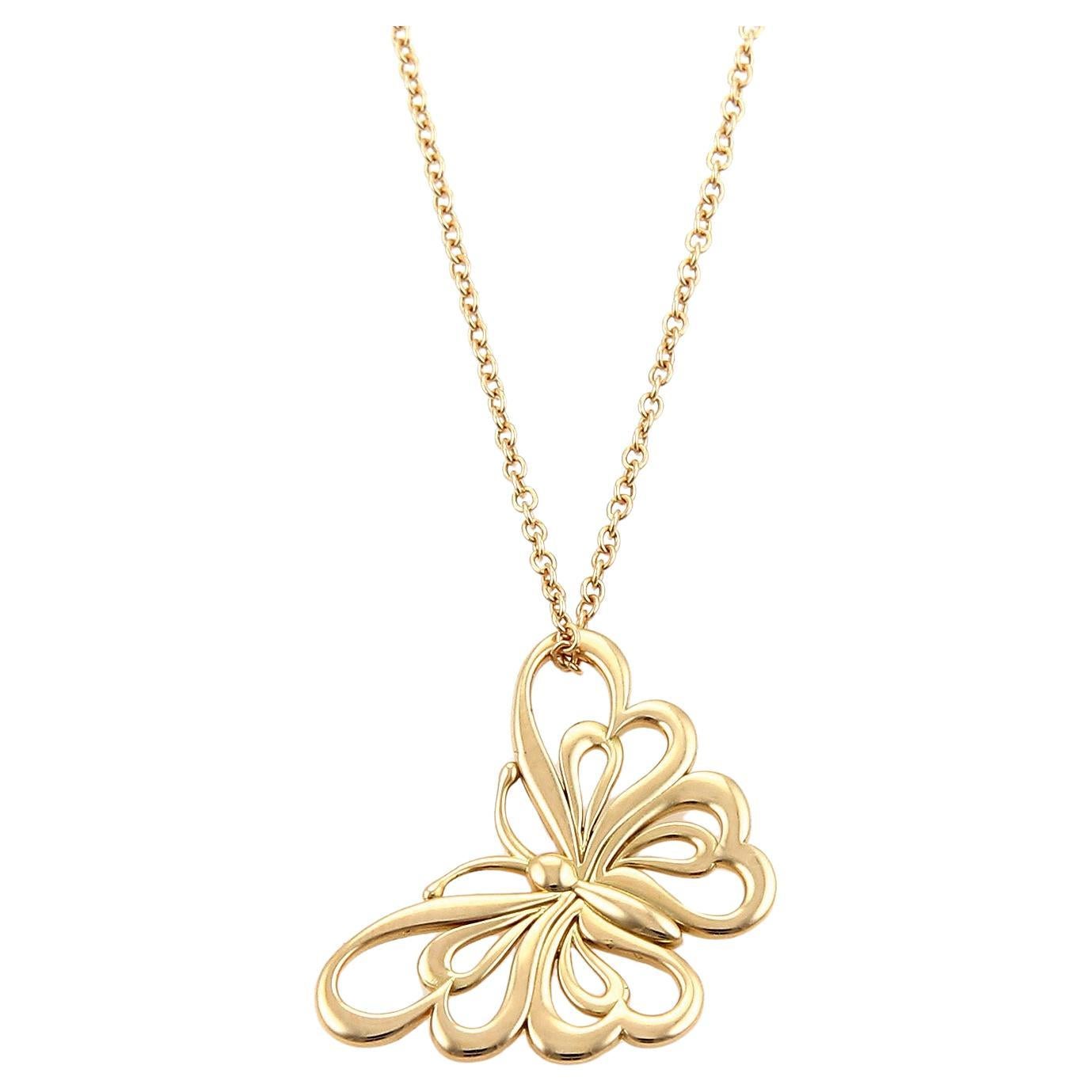 Tiffany & Co. 18k Rose Gold Butterfly Pendant Necklace For Sale