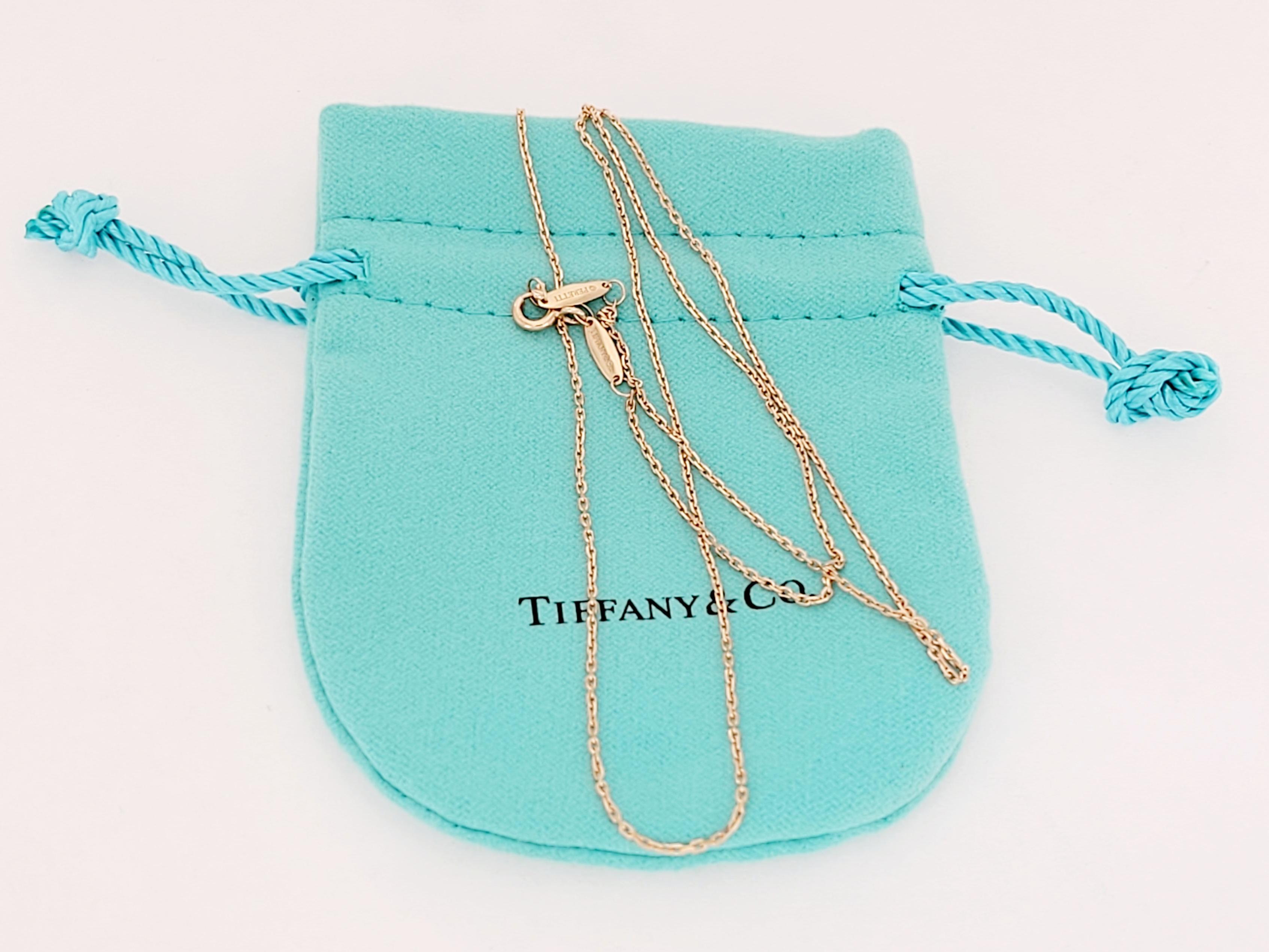 Brand Tiffany & co
Condition never worn
Gender Women  
18K Rose Gold
Chain length 20''
Thickness 1mm
Weight 2.4gr 
Retail Price $620
Comes with Tiffany & co pouch

