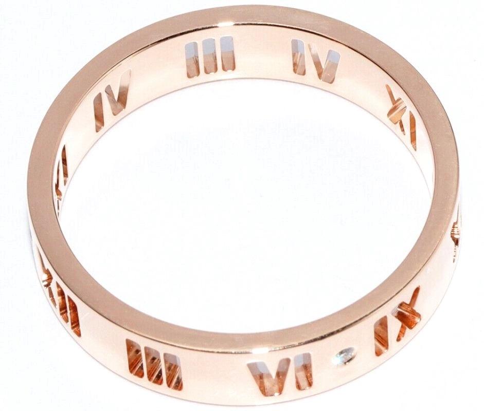 Round Cut TIFFANY & Co. 18K Rose Gold Diamond 5mm Atlas Pierced Ring 10 For Sale