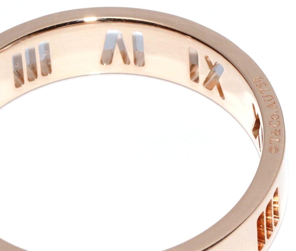 Women's or Men's TIFFANY & Co. 18K Rose Gold Diamond 5mm Atlas Pierced Ring 10 For Sale