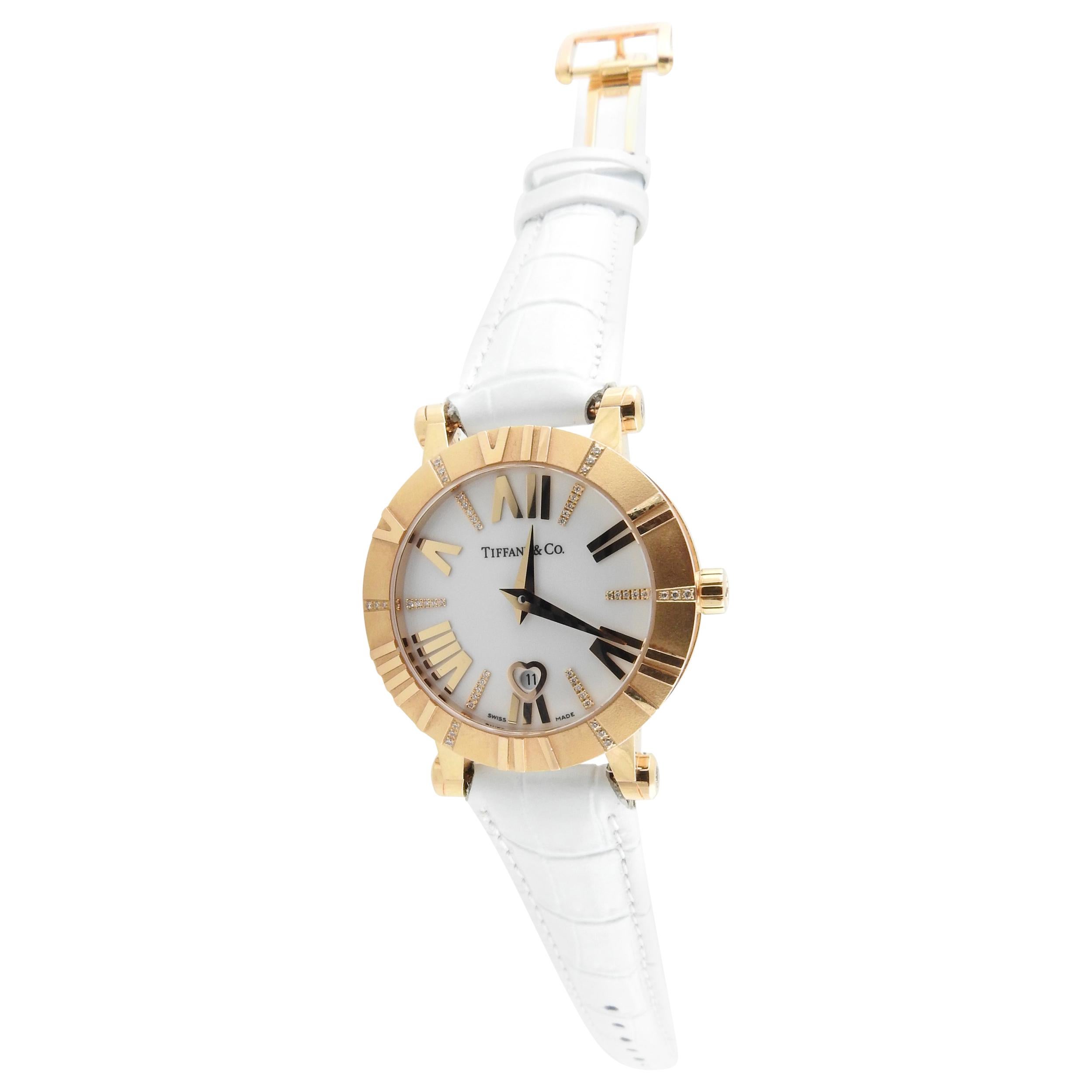 Reloj Tiffany & Co. de oro rosa de 18 quilates con diamantes Atlas para señora