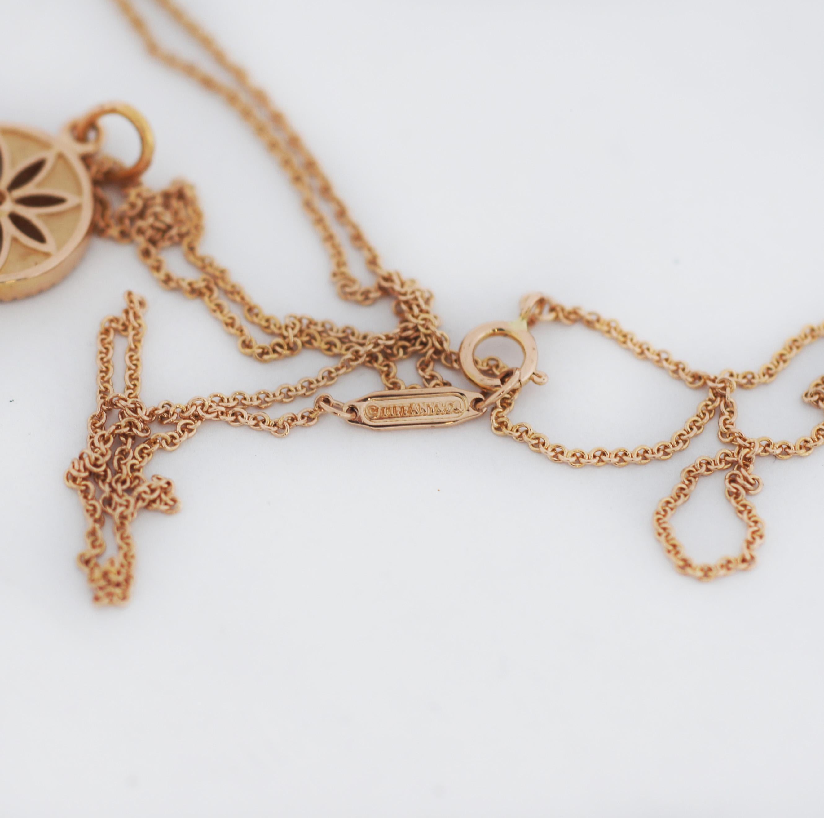 Women's or Men's Tiffany & Co. 18K Rose Gold Diamond Daisy Key Necklace