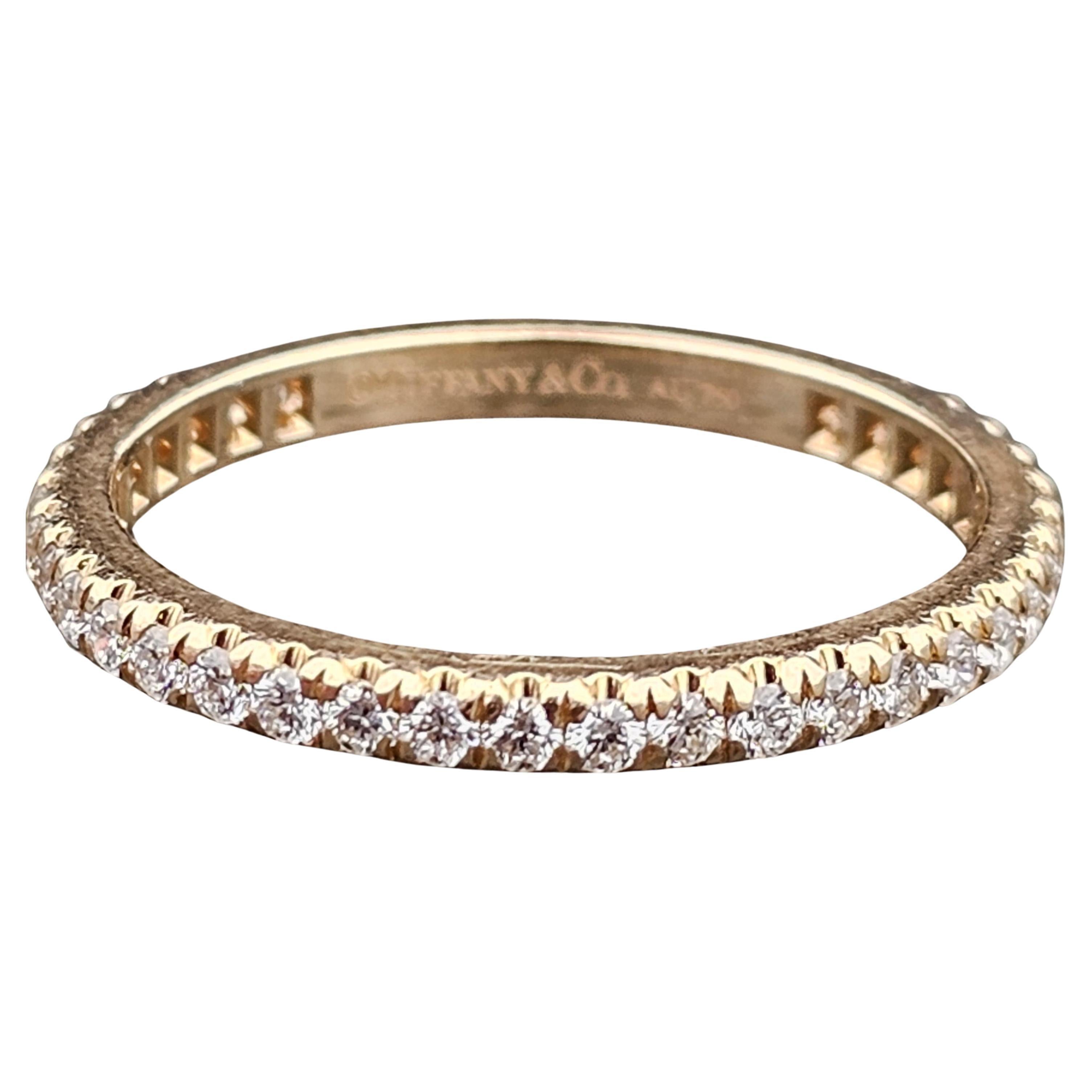 Tiffany & Co. 18k Rose Gold Diamond Eternity Band Ring size 5.5 ~.42ctw
