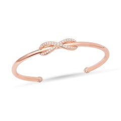 TIFFANY & Co. 18K Rose Gold Diamond Infinity Cuff Bangle Bracelet