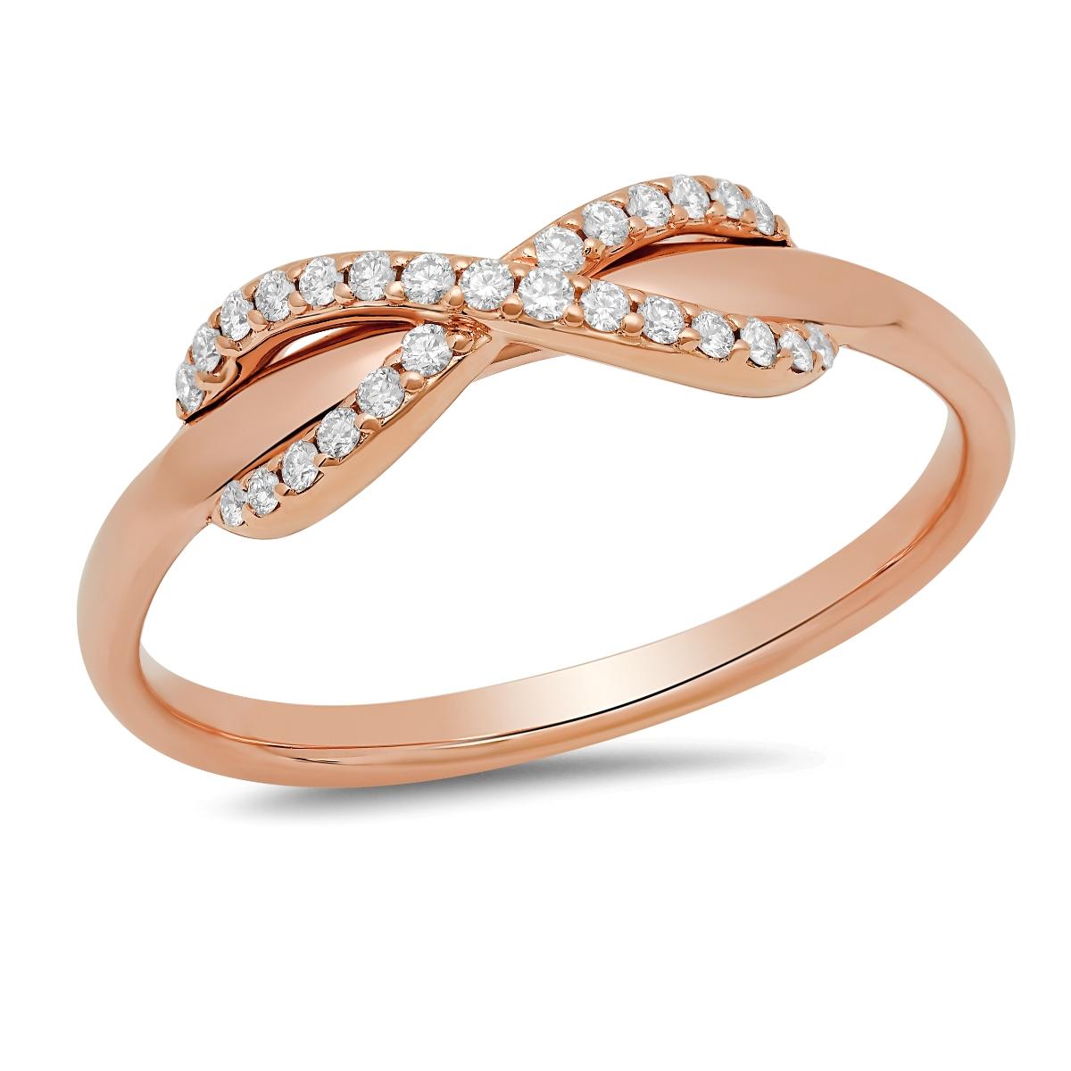 TIFFANY & Co. 18K Rose Gold Diamond Infinity Ring 9.5

Metal: 18K rose gold
Size: 9.5
Weight: 3.80 grams
Diamond: 27 round brilliant diamonds, carat total weight .15 approx. 
Hallmark: ©T&CO. AU750 ITALY
Condition: Excellent condition, like new,