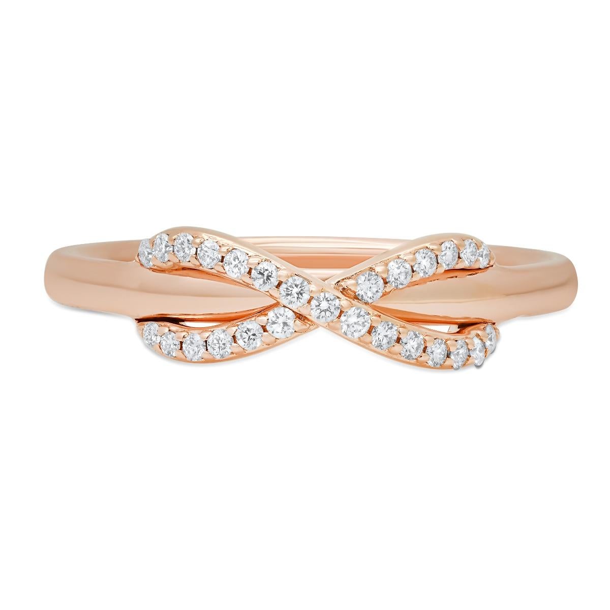 Round Cut TIFFANY & Co. 18K Rose Gold Diamond Infinity Ring 9.5 For Sale