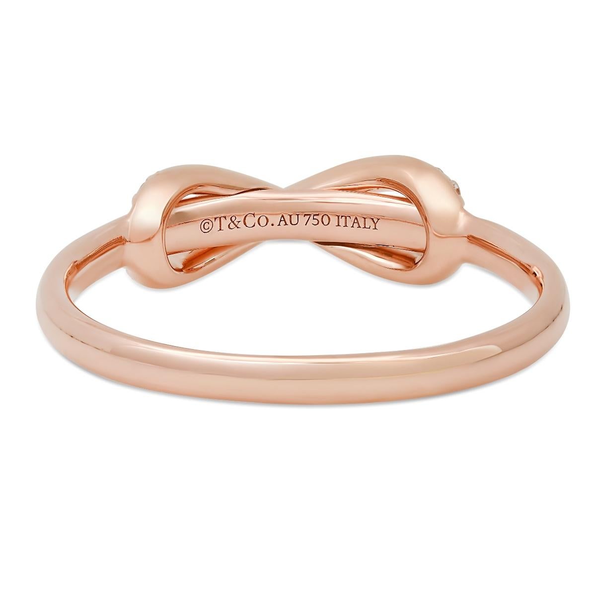 Women's TIFFANY & Co. 18K Rose Gold Diamond Infinity Ring 9.5 For Sale