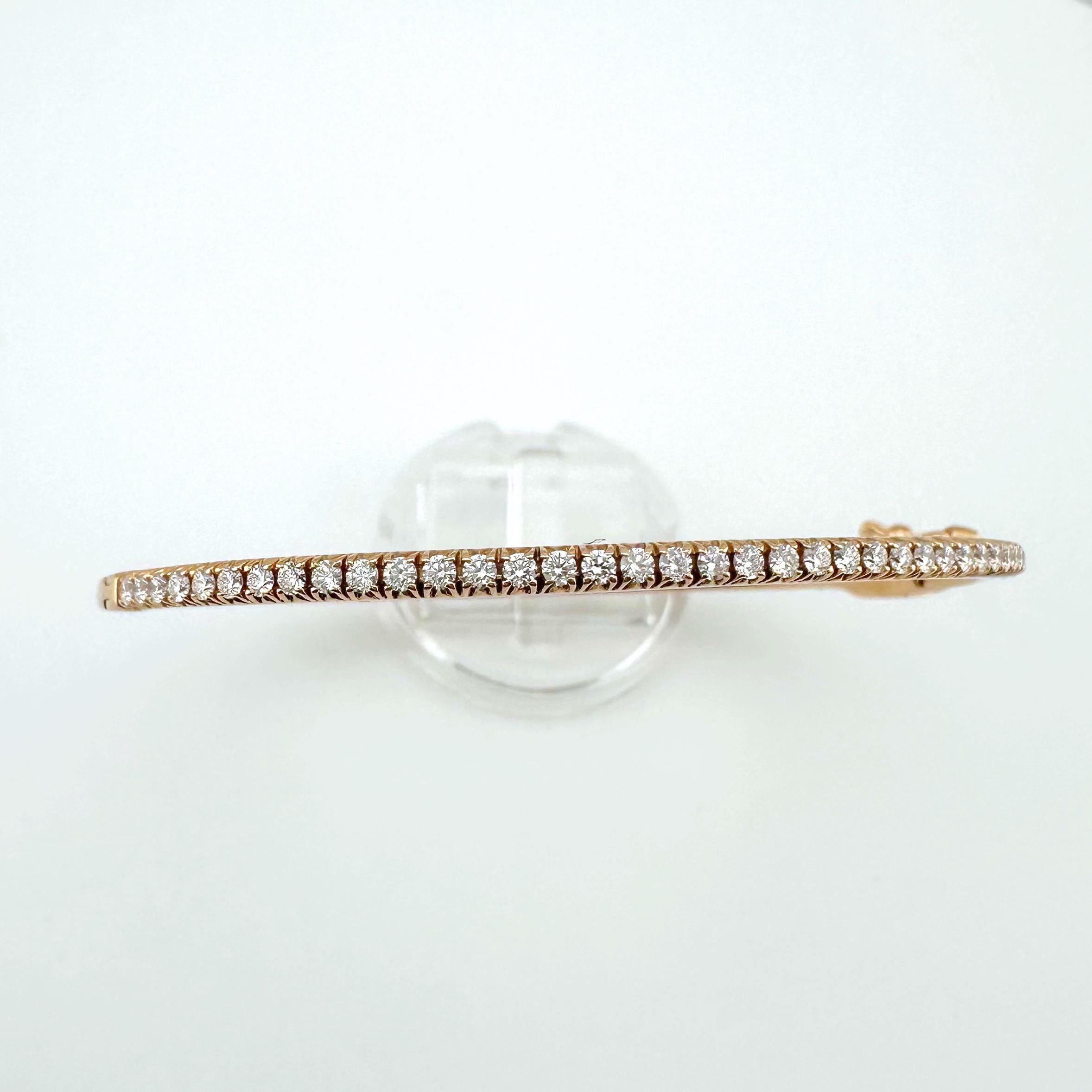 Tiffany & Co 18k Rose Gold Diamond Metro Hinged Bangle Bracelet For Sale 7