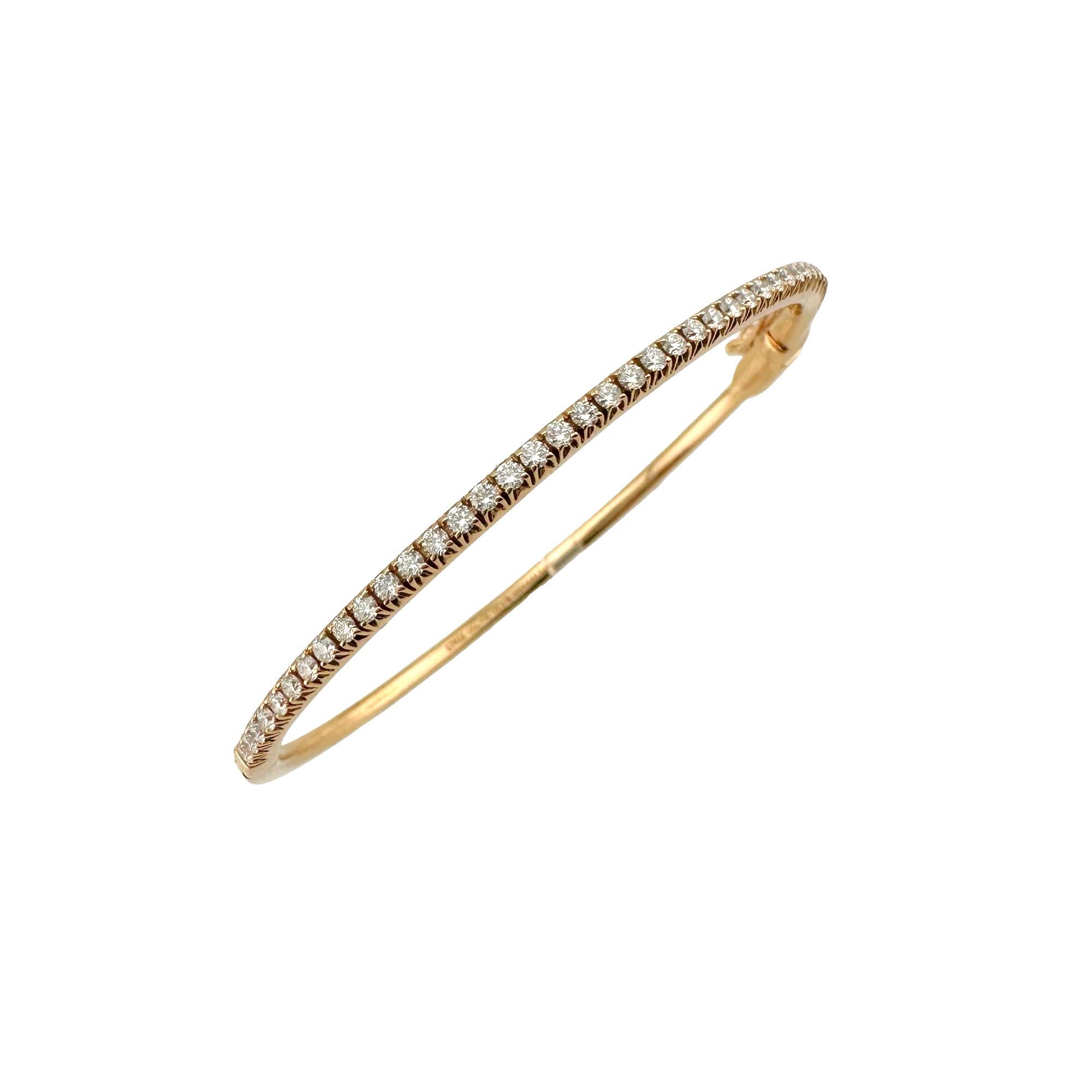 Tiffany & Co 18k Rose Gold Diamond Metro Hinged Bangle Bracelet For Sale 1