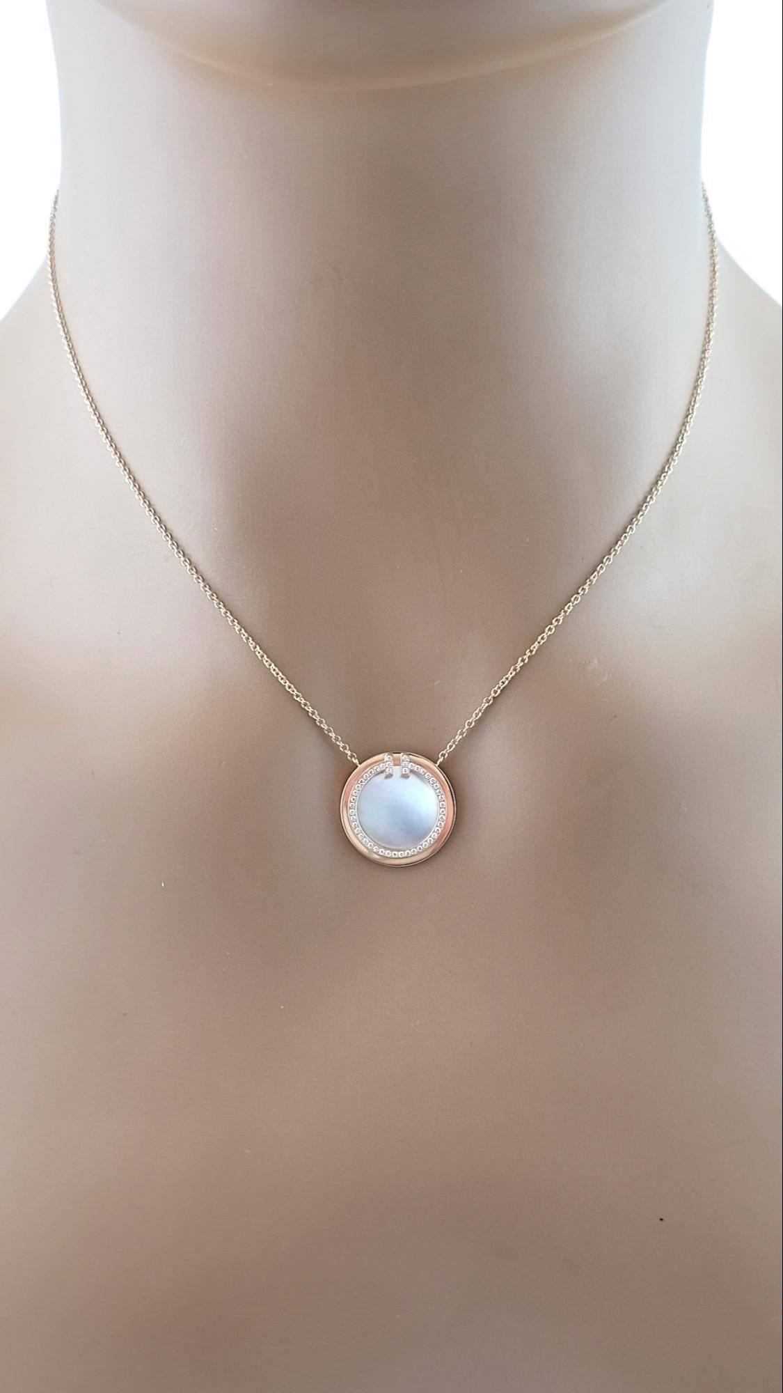 Tiffany & Co. 18K Rose Gold Diamond Mother of Pearl Necklace #15831 In Good Condition In Washington Depot, CT