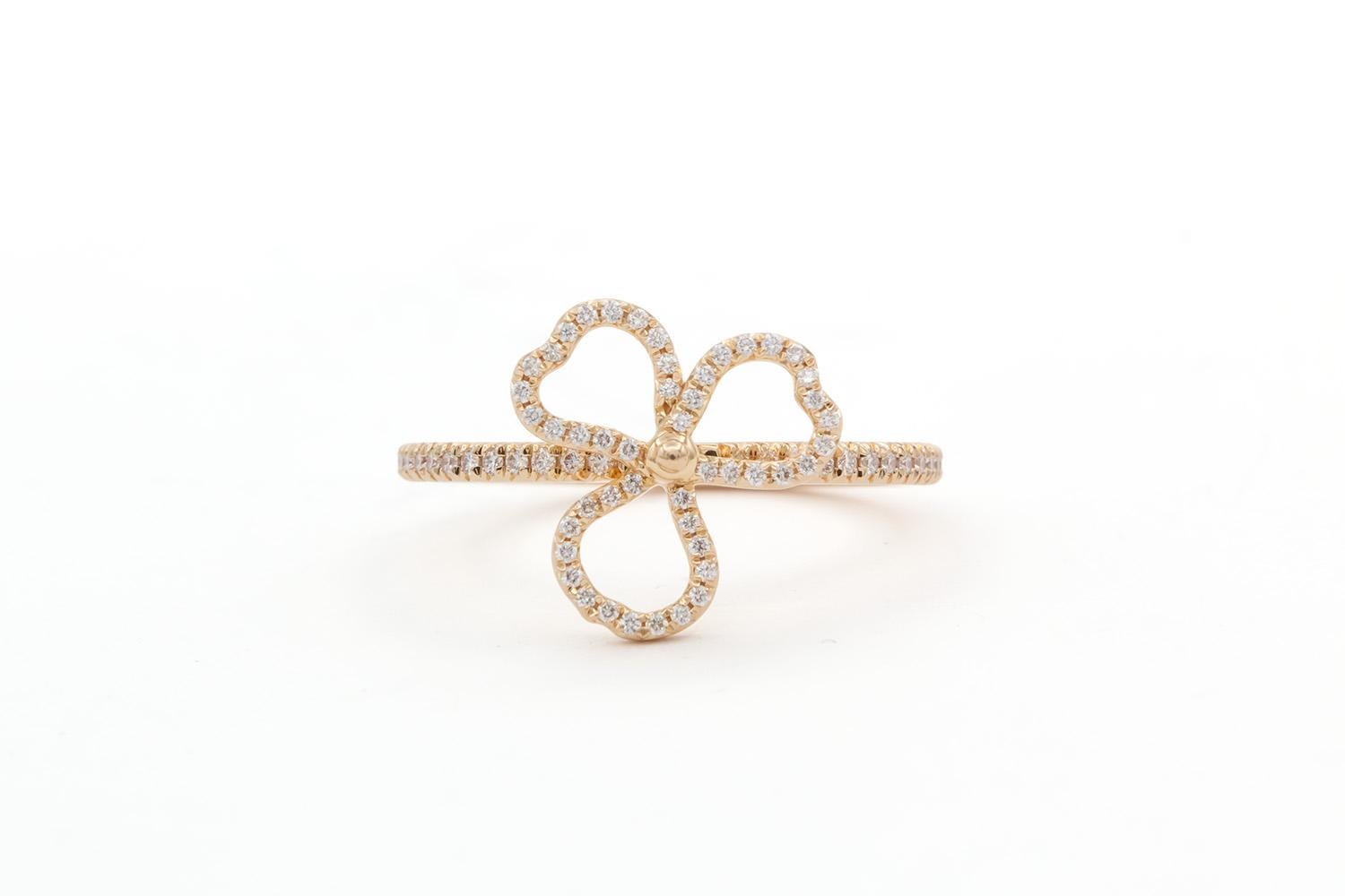 We are pleased to offer this Authentic Tiffany & Co. 18k Rose Gold & Diamond Open Paper Flower Ring. This beautiful ring features the Tiffany & Co 