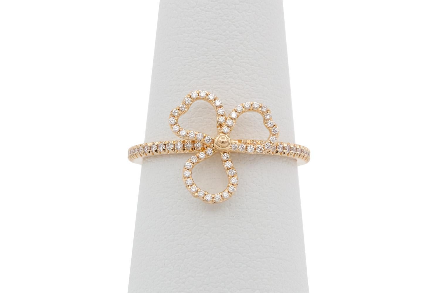 Tiffany & Co. 18k Rose Gold & Diamond Open Paper Flower Ring Size 6 For Sale 1