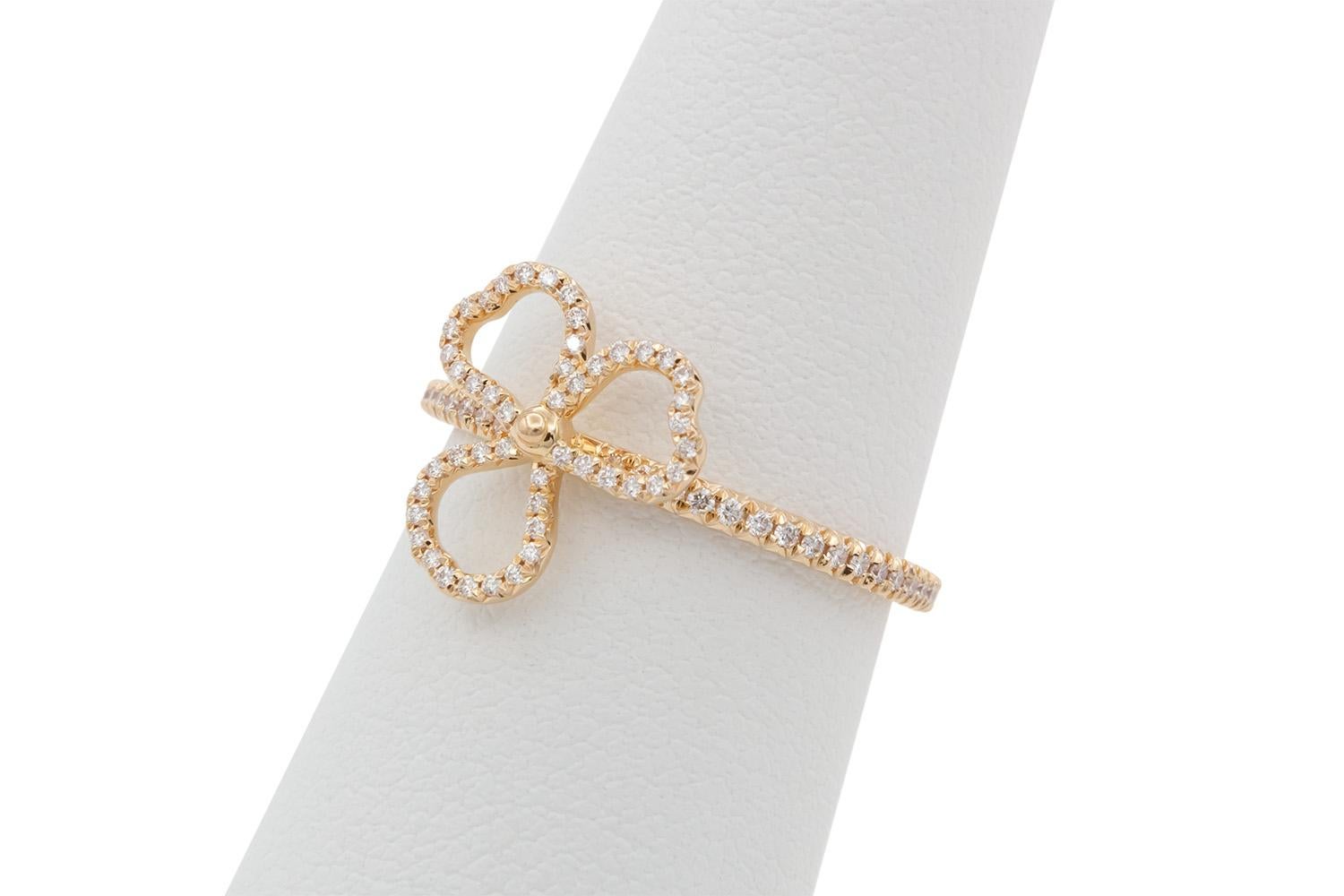 Tiffany & Co. 18k Rose Gold & Diamond Open Paper Flower Ring Size 6 For Sale 2