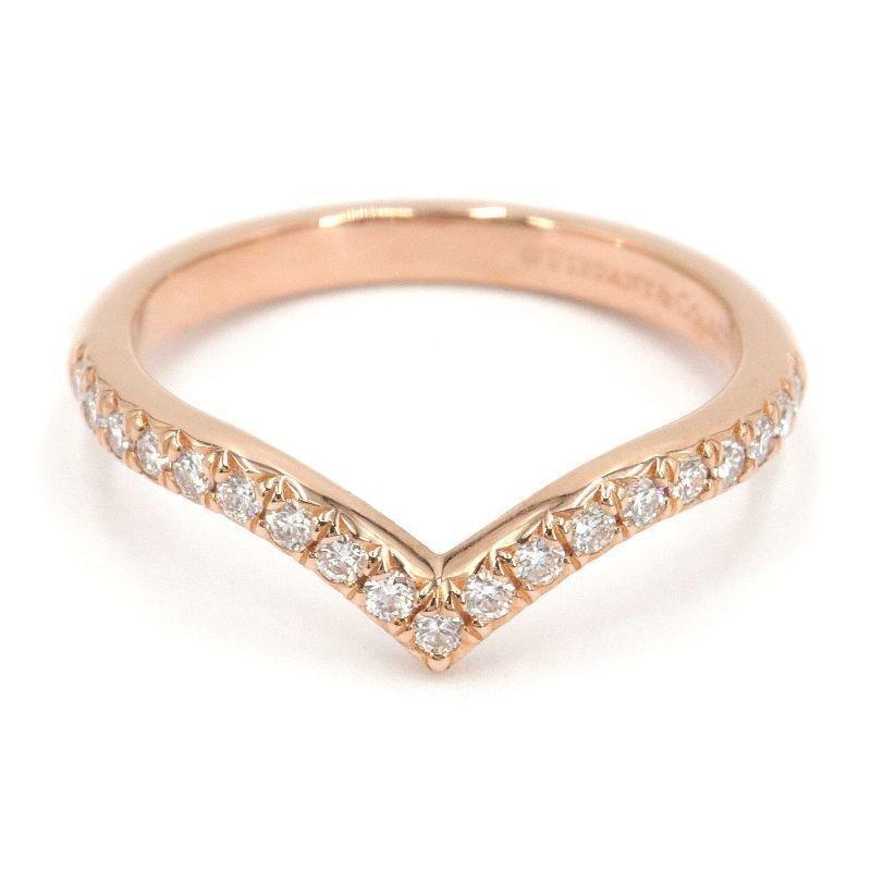 Taille ronde TIFFANY & Co. Bague Soleste V en or rose 18 carats avec diamants 6,5 en vente