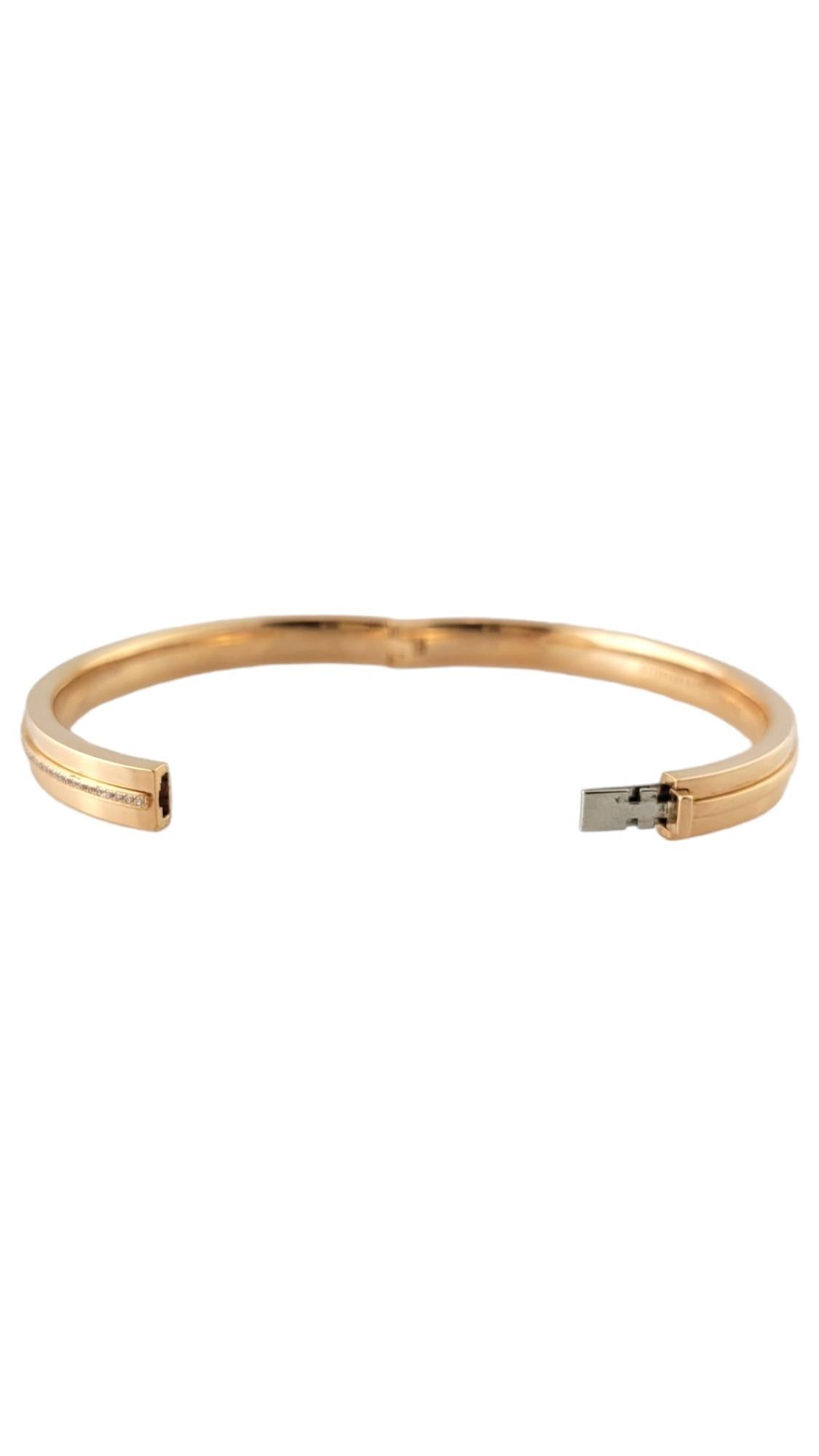 Tiffany & Co 18K Rose Gold Diamond T Hinged Bangle Bracelet #17787 In Good Condition In Washington Depot, CT