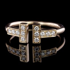 Tiffany & Co. 18 Karat Rose Gold Diamond T Wire Ring