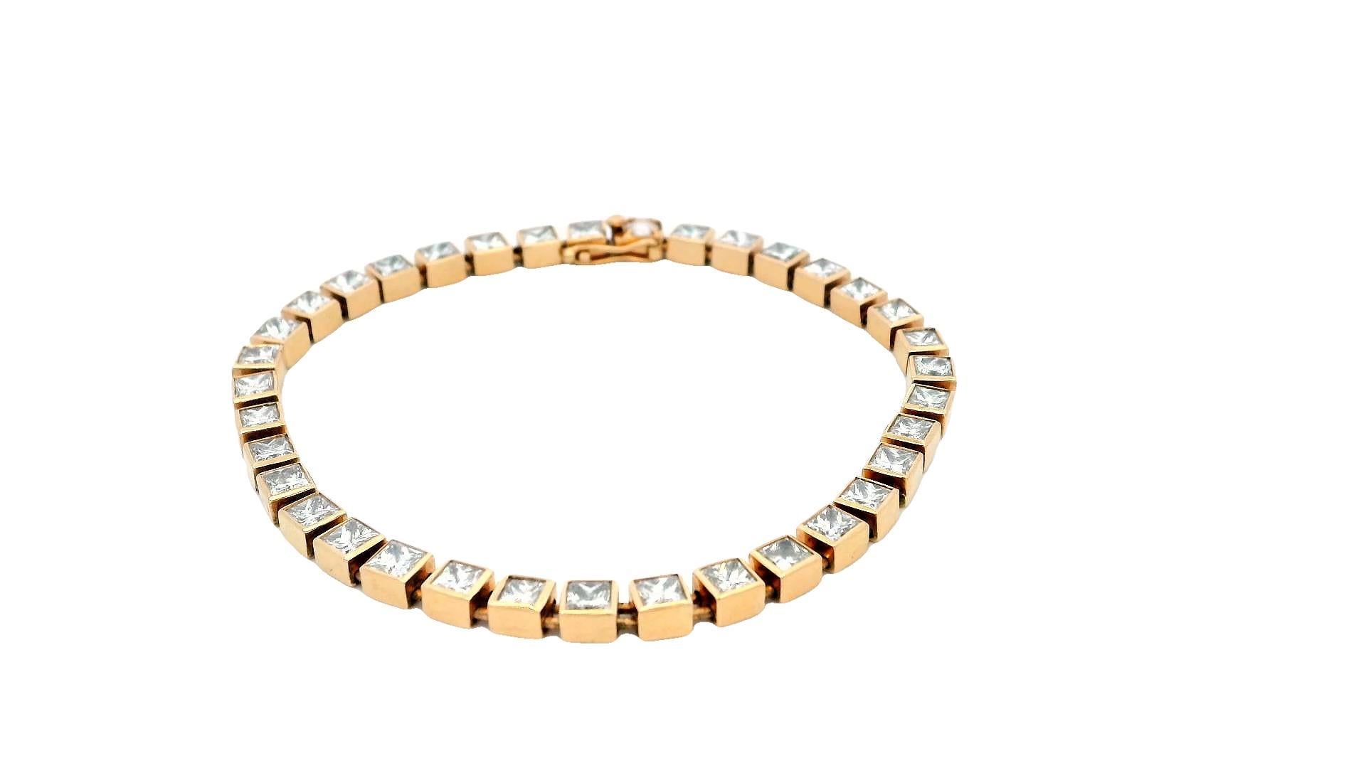 Square Cut Tiffany & Co. 18K Rose Gold & Diamonds Bracelet For Sale