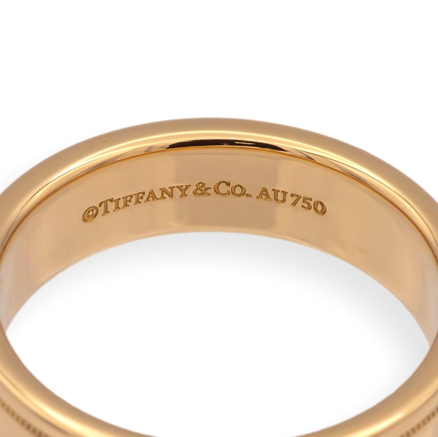 Contemporary Tiffany & Co. 18K Rose Gold Double Milgrain Men's Wedding Band Ring Size 10