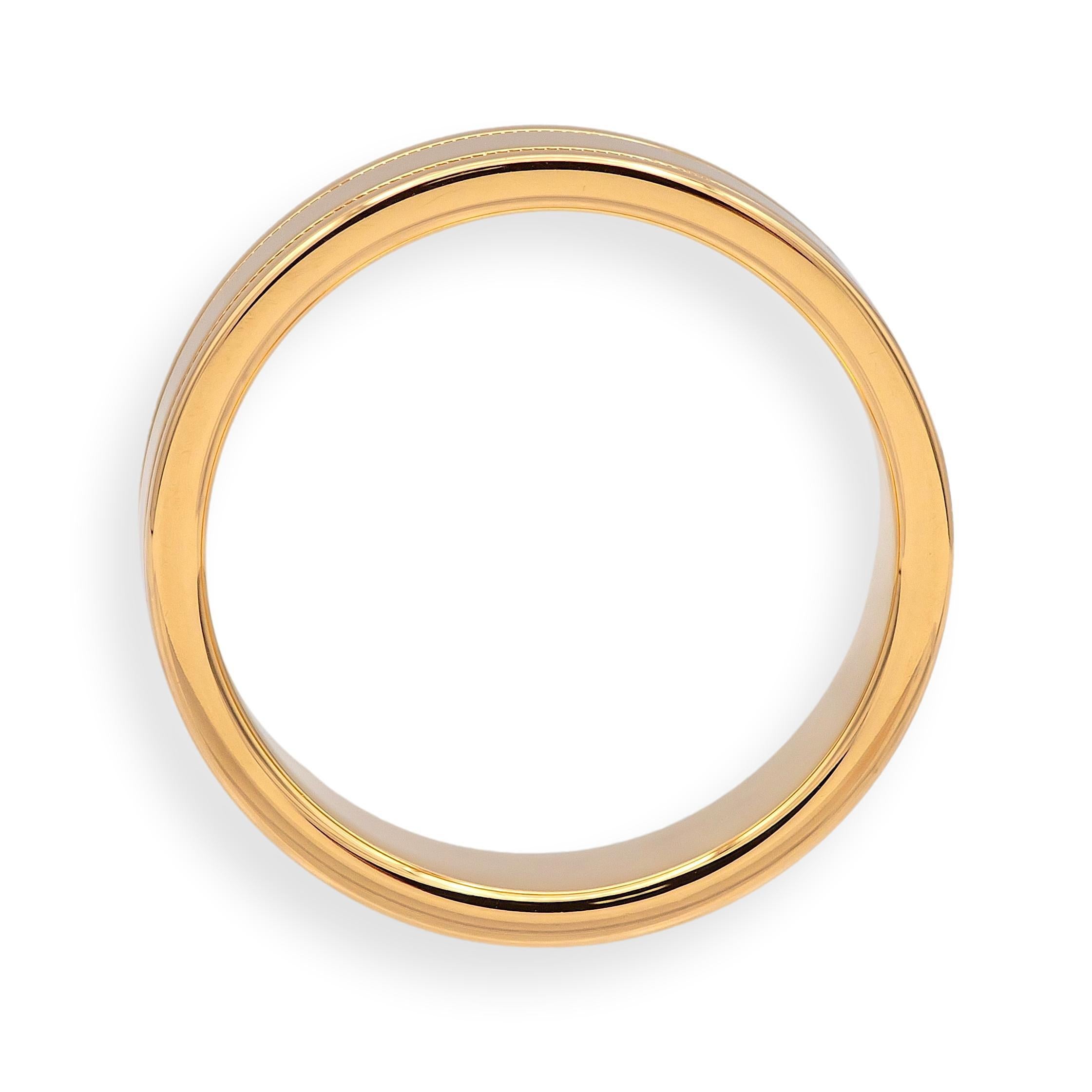 Tiffany & Co. 18K Rose Gold Double Milgrain Men's Wedding Band Ring Size 10 In Excellent Condition In New York, NY
