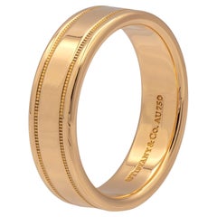 Tiffany & Co. 18K Rose Gold Double Milgrain Men's Wedding Band Ring Size 10