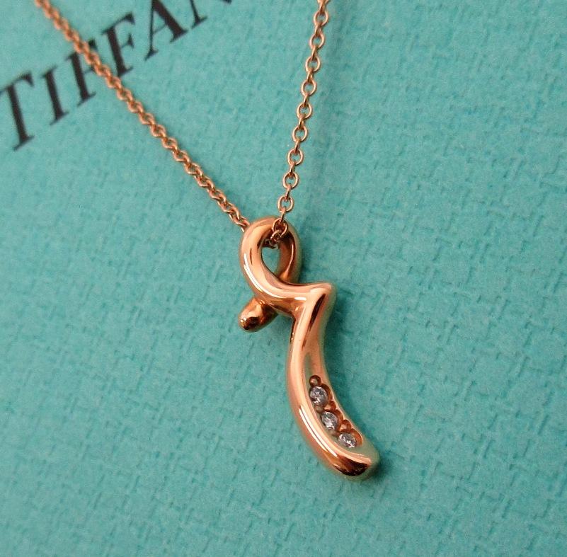 TIFFANY & Co. 18K Rose Gold Elsa Peretti Diamond Letter R Pendant Necklace
 
 Metal: 18K rose gold 
 Chain: 16