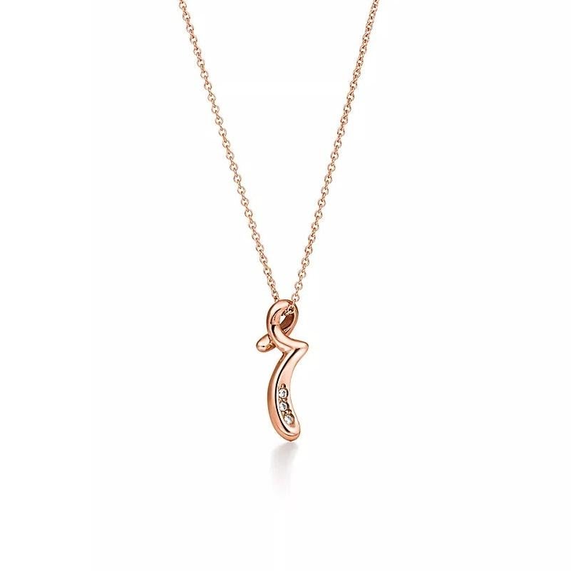 TIFFANY & Co. Elsa Peretti 18K Rose Gold Diamond Letter R Pendant Necklace
 
 Metal: 18K rose gold 
 Chain: 16