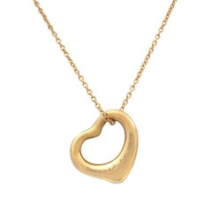 Tiffany & Co 18K Rose Gold Elsa Peretti Open Heart Pendant 0.02cttw