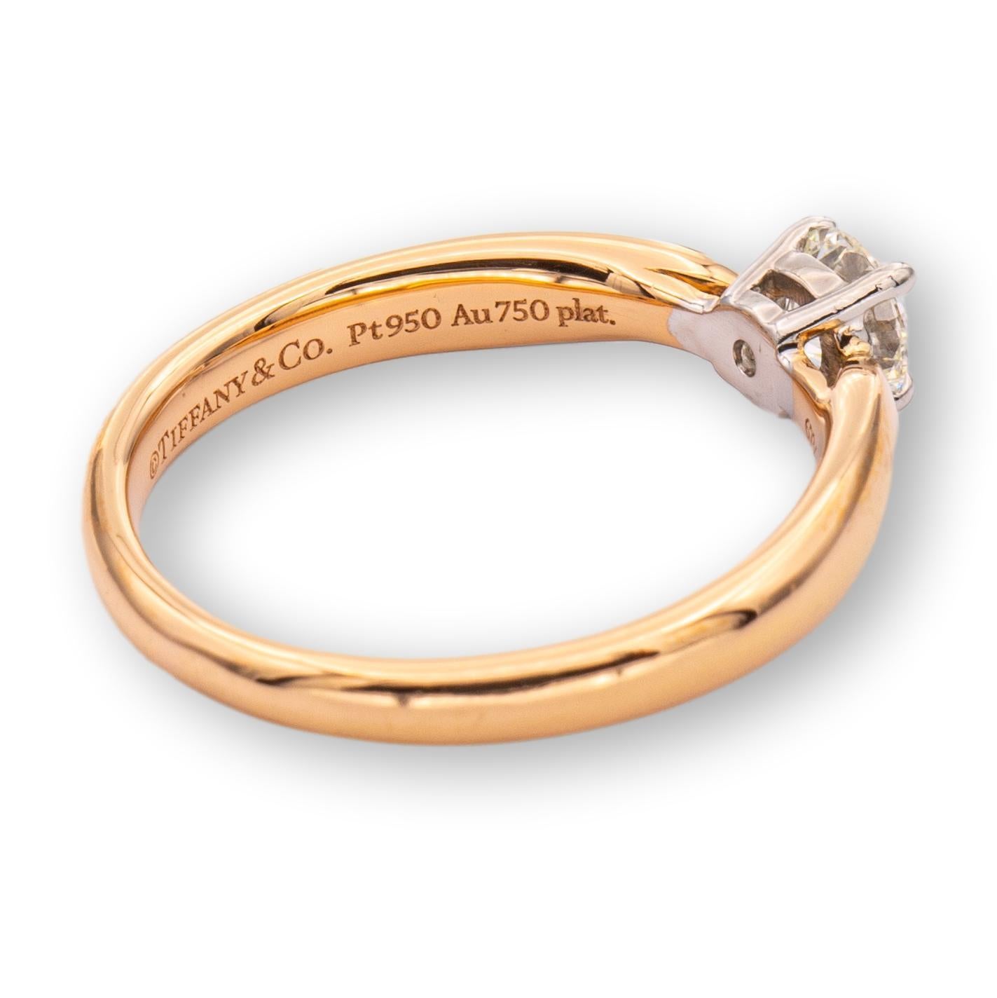 Tiffany & Co. 18K Rose Gold Harmony Diamond Engagement Ring 0.31ct Round  IVS1