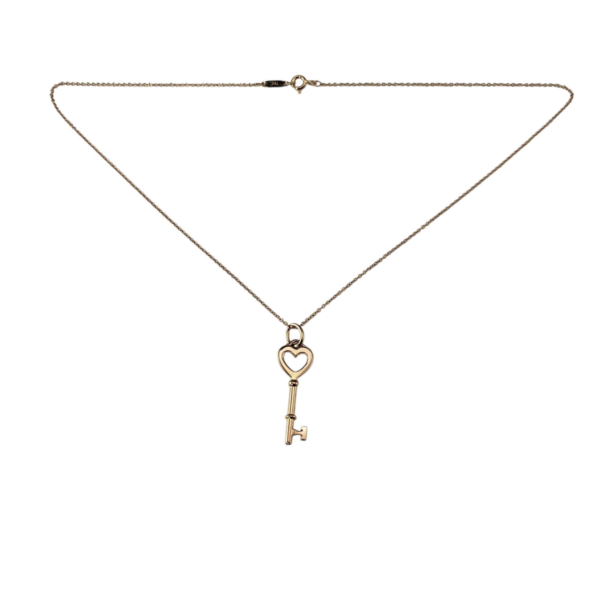 Tiffany & Co. 18K Rose Gold Heart Key Pendant Necklace-

Unlock timeless elegance with this stunning Tiffany & Co. heart key pendant necklace, finely crafted in 18K rose gold. A symbol of love, hop, and new beginnings, the heart-shaped top and
