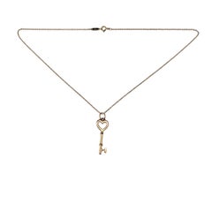 Tiffany & Co. 18K Rose Gold Heart Key Pendant Necklace #21963