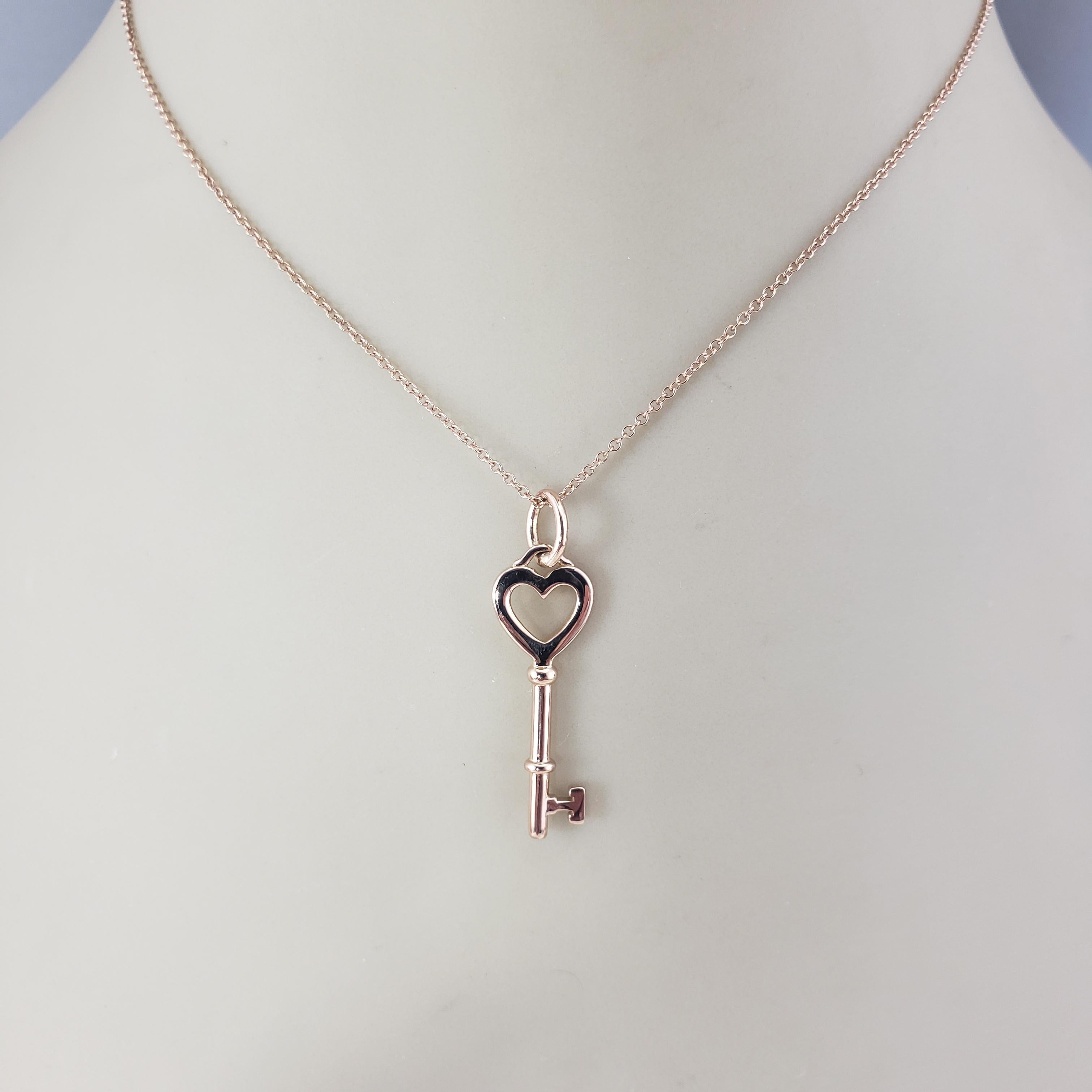 Tiffany & Co. 18K Rose Gold Heart Key Pendant Necklace #21963 For Sale 4