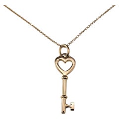Tiffany & Co. 18K Rose Gold Heart Key Pendant Necklace #21963