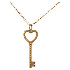 Tiffany & Co. 18K Rose Gold Heart Key Rope Pendant