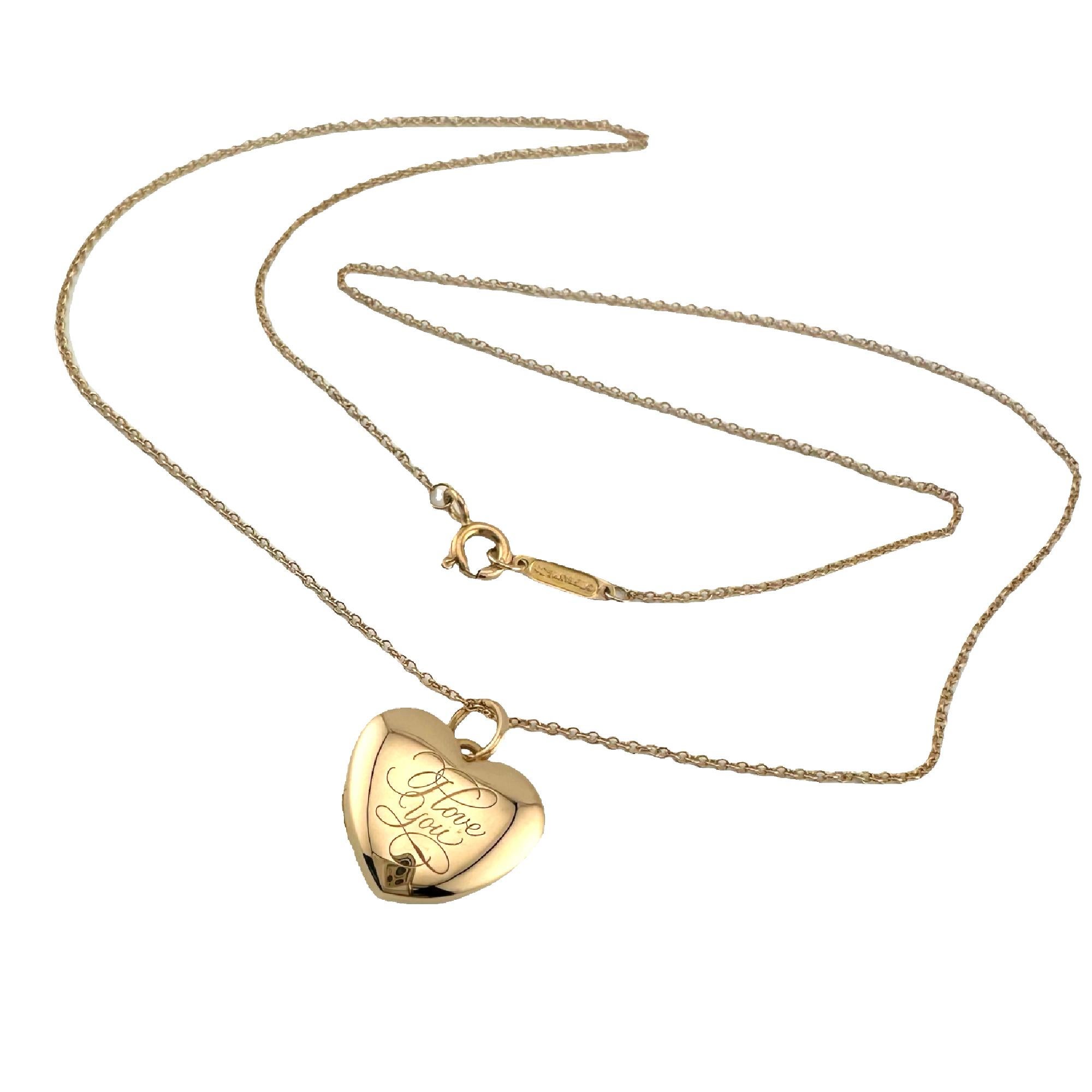 Tiffany & Co 18 Karat Roségold Herz-Medaillon-Anhänger-Halskette mit Anhänger 3