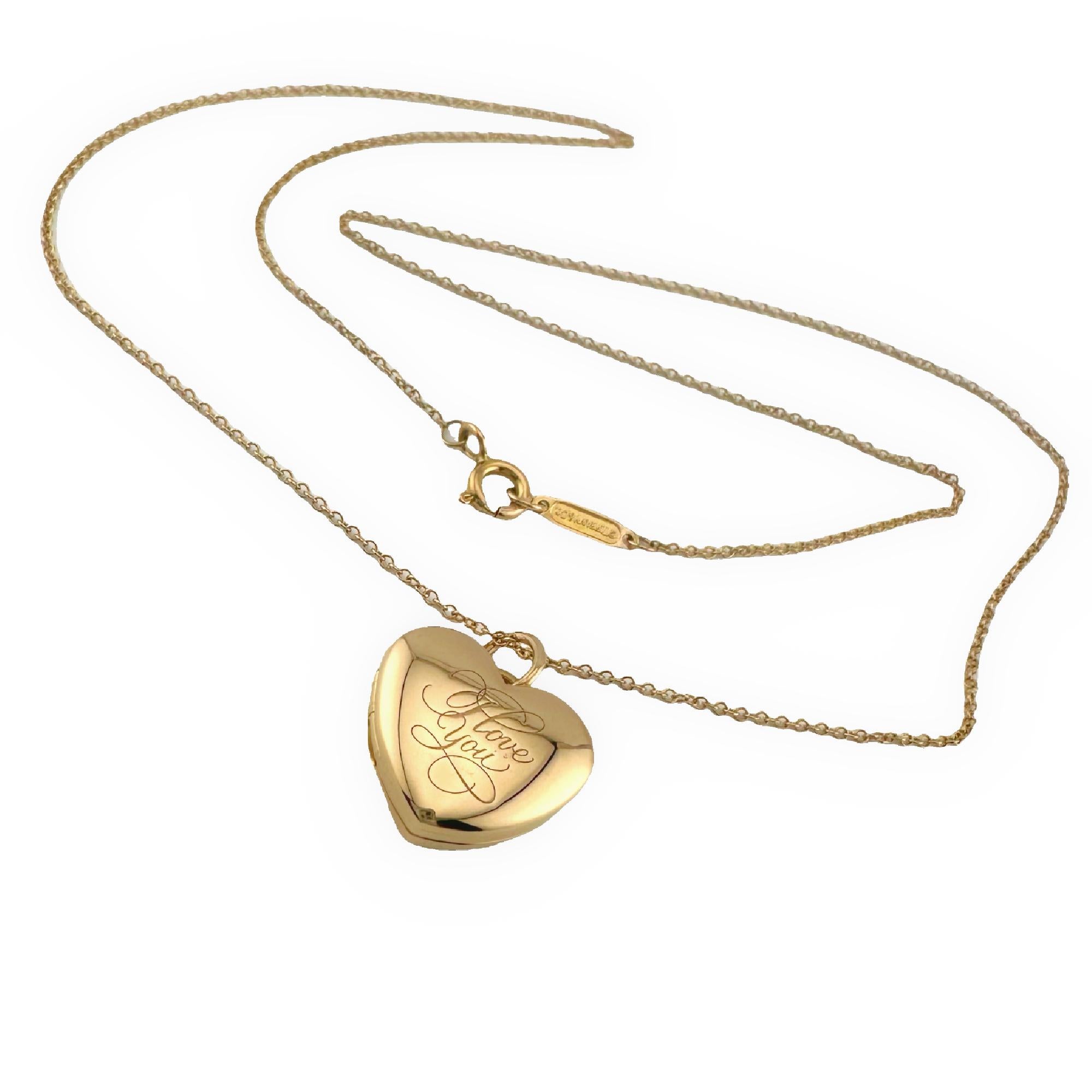 Tiffany & Co 18 Karat Roségold Herz-Medaillon-Anhänger-Halskette mit Anhänger 4