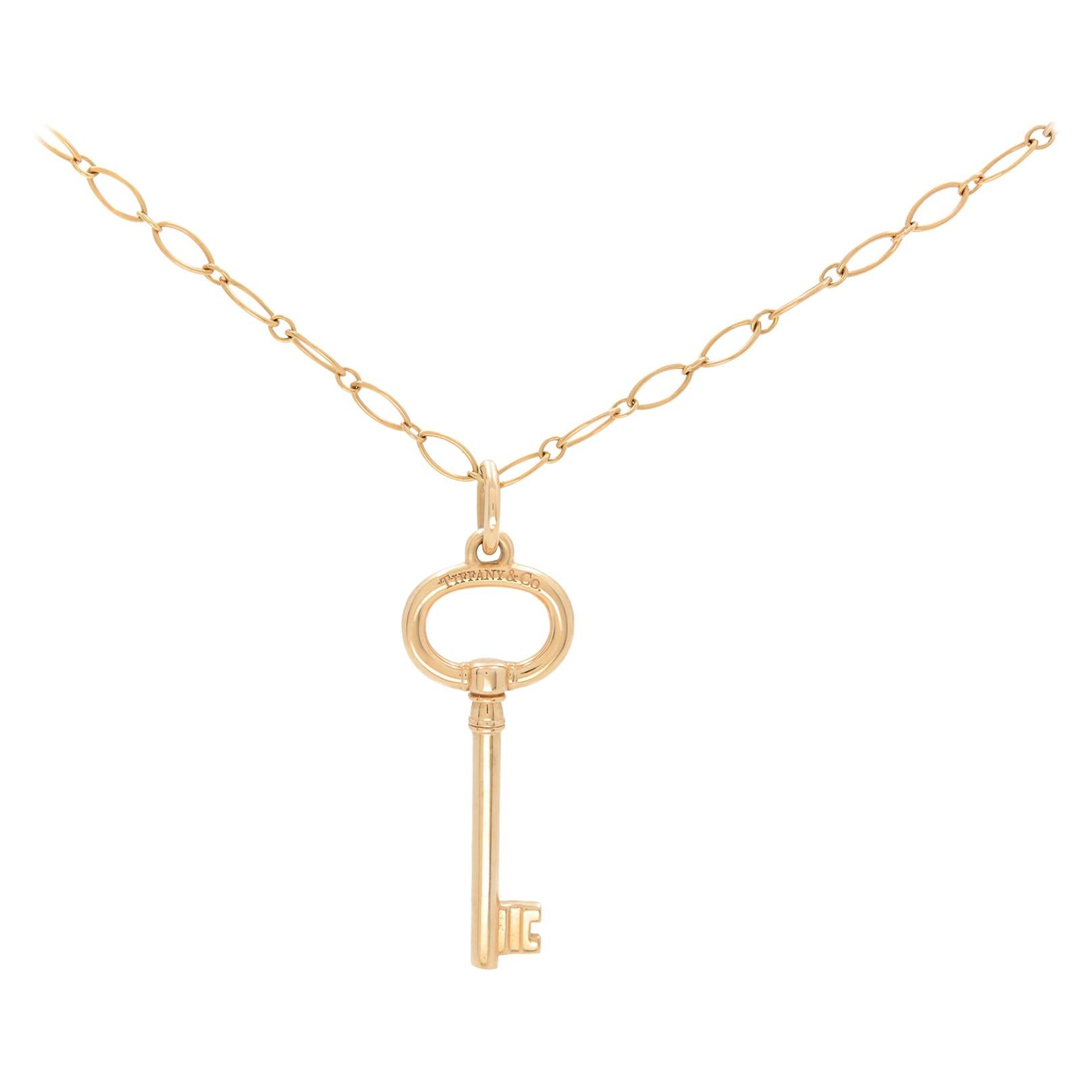 Tiffany & Co. 18k Rose Gold Key Pendant Chain Necklace