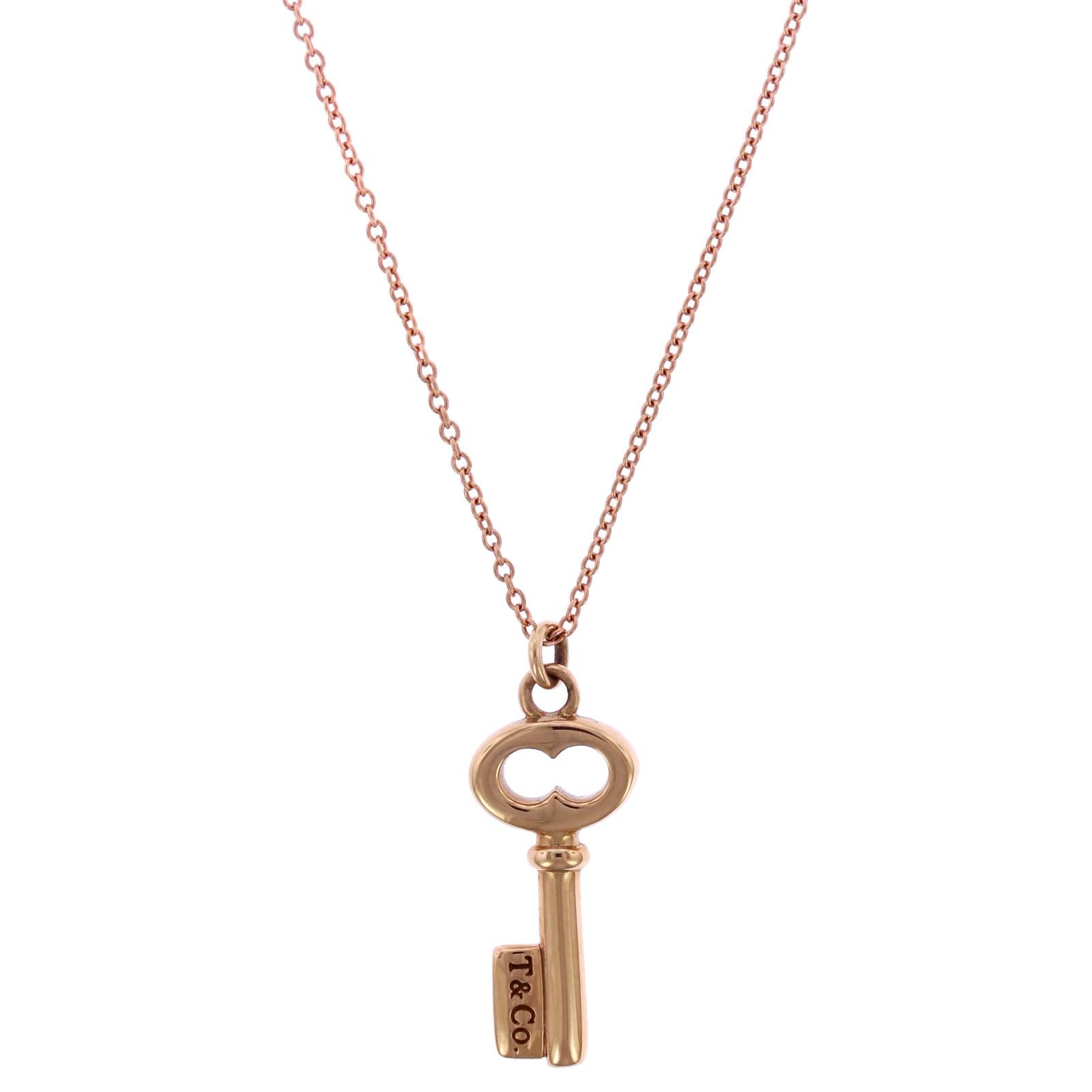 Tiffany & Co. 18 Karat Rose Gold Key Pendant Necklace