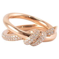 Tiffany & Co. 18K Rose Gold Knot Double Row Diamond Cocktail Ring