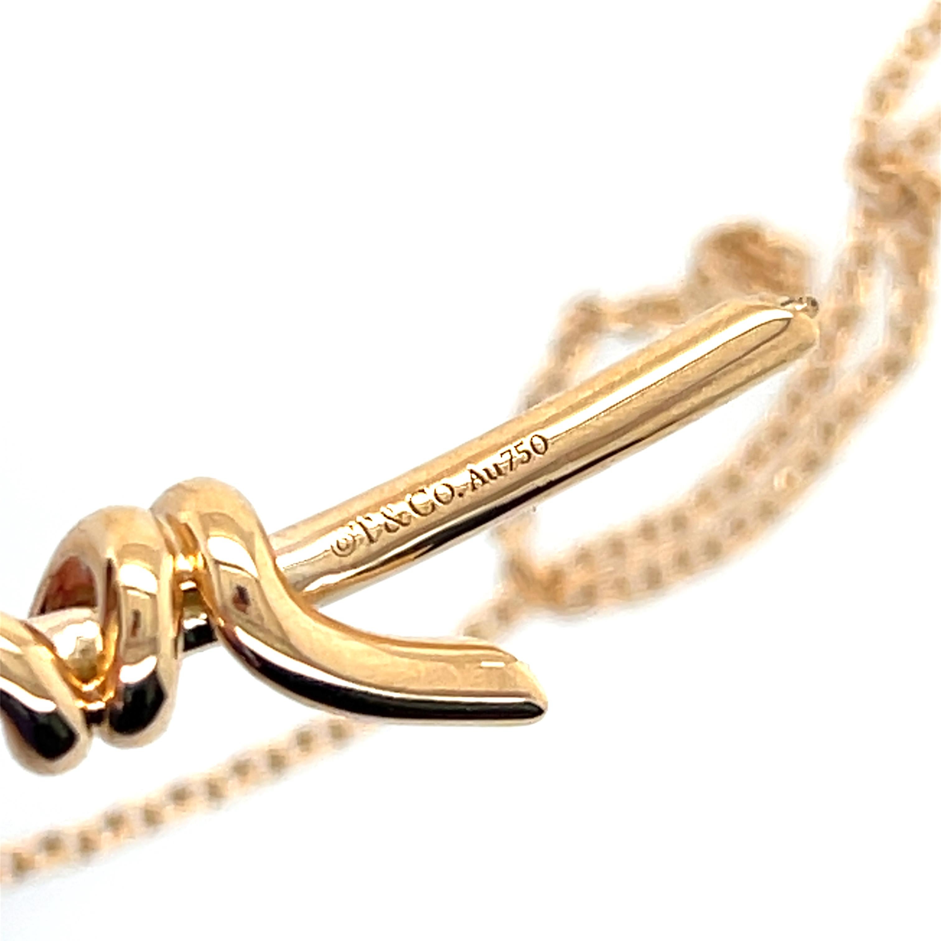 Tiffany & Co. 18k Rose Gold Knot Necklace For Sale 6
