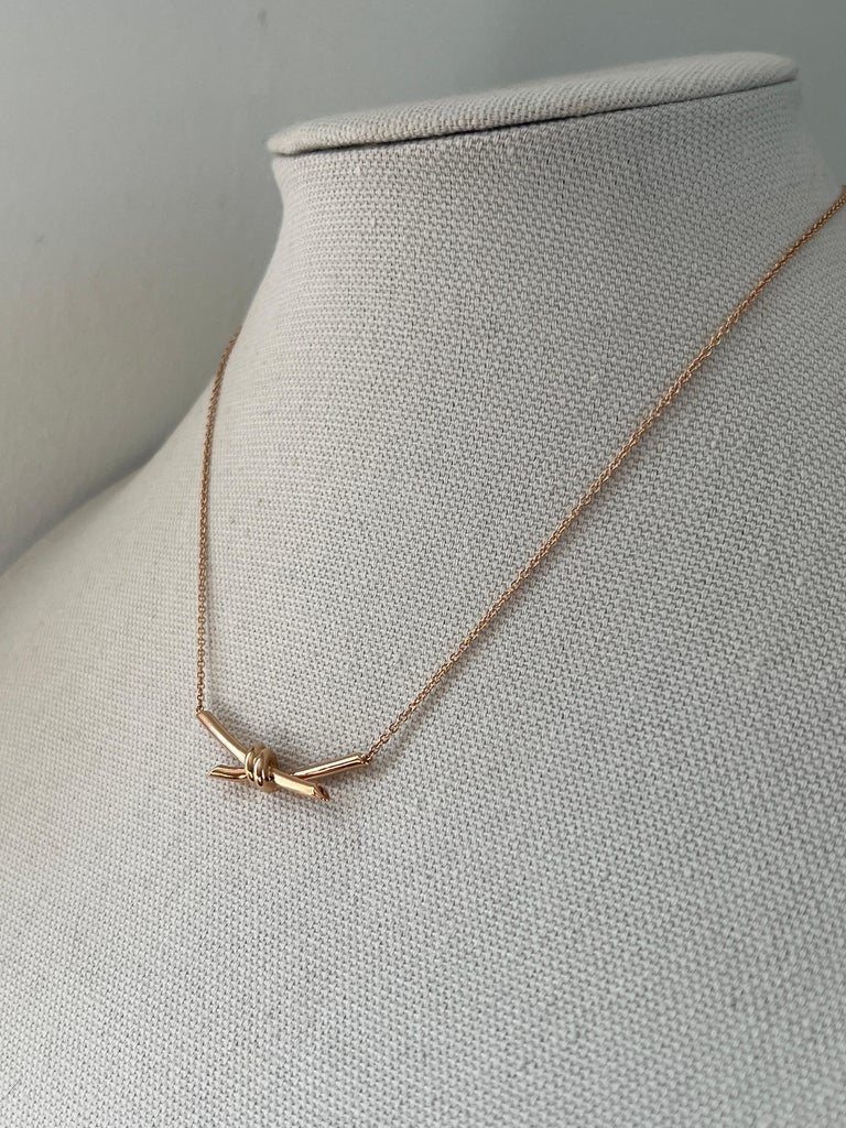 Tiffany and 18k Rose Gold Knot Necklace at 1stDibs