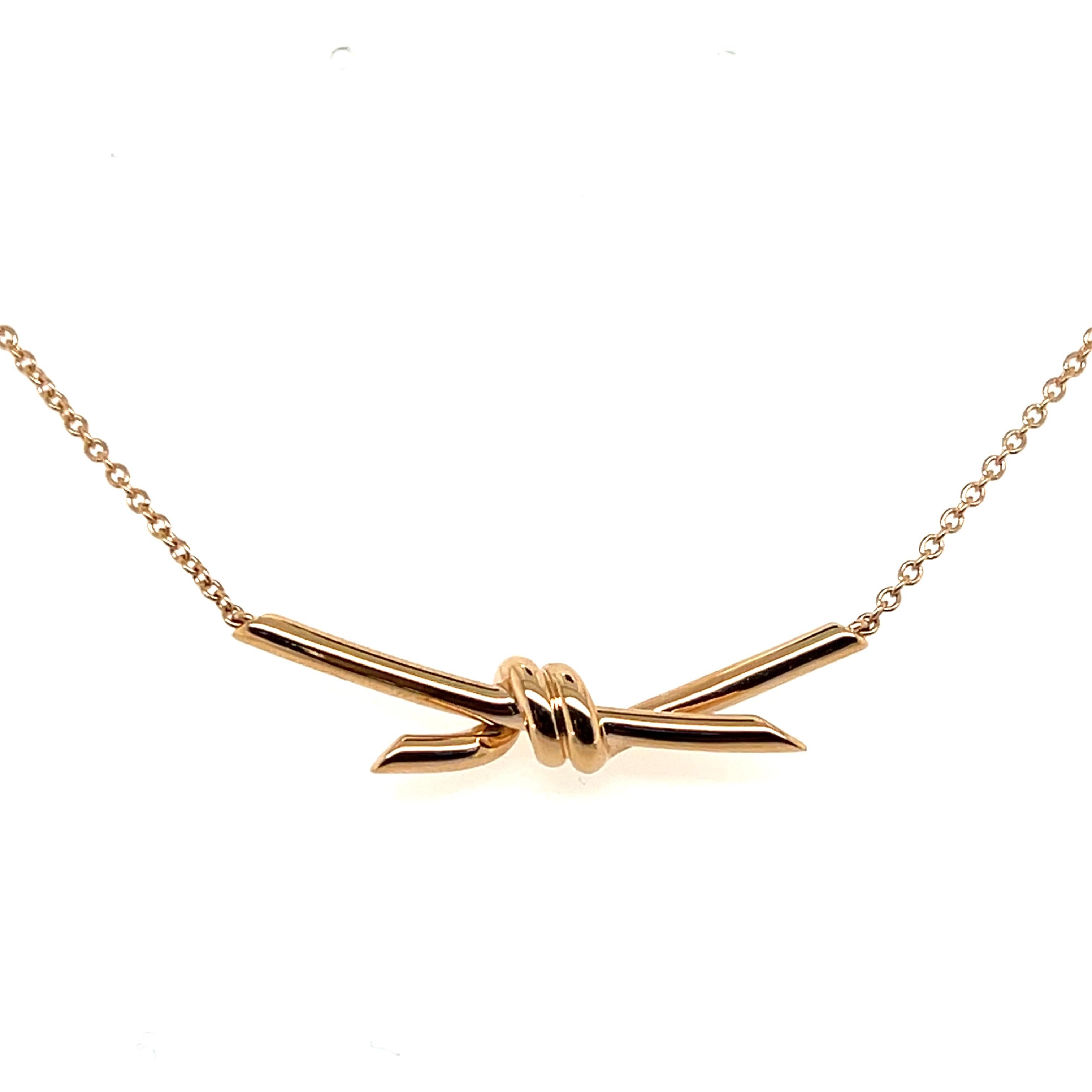 Tiffany & Co. 18k Rose Gold Knot Necklace For Sale 1